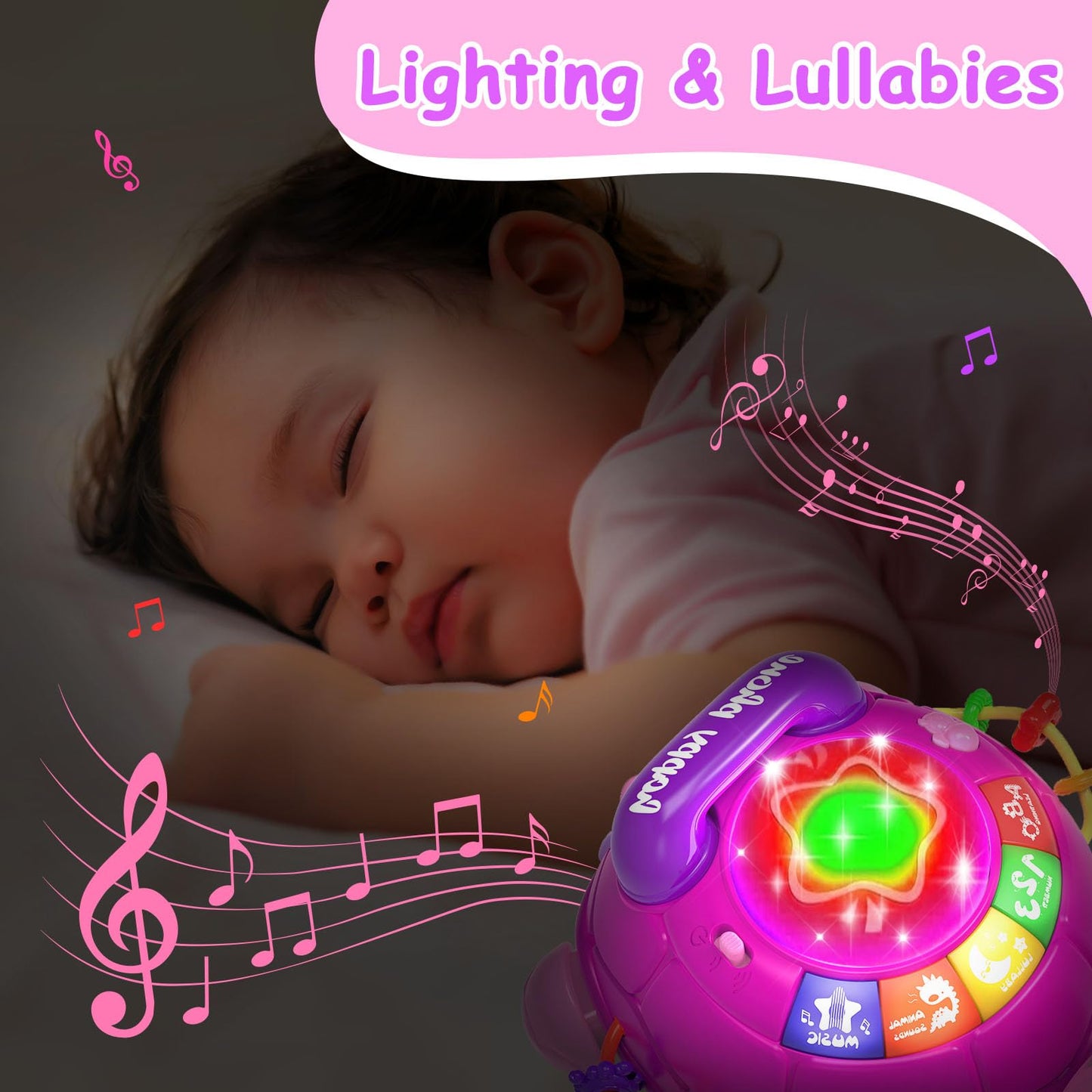 Ussybaby Musical Turtle Toy – 6-in-1 Light-Up Tummy Time Play for 6–12 Months