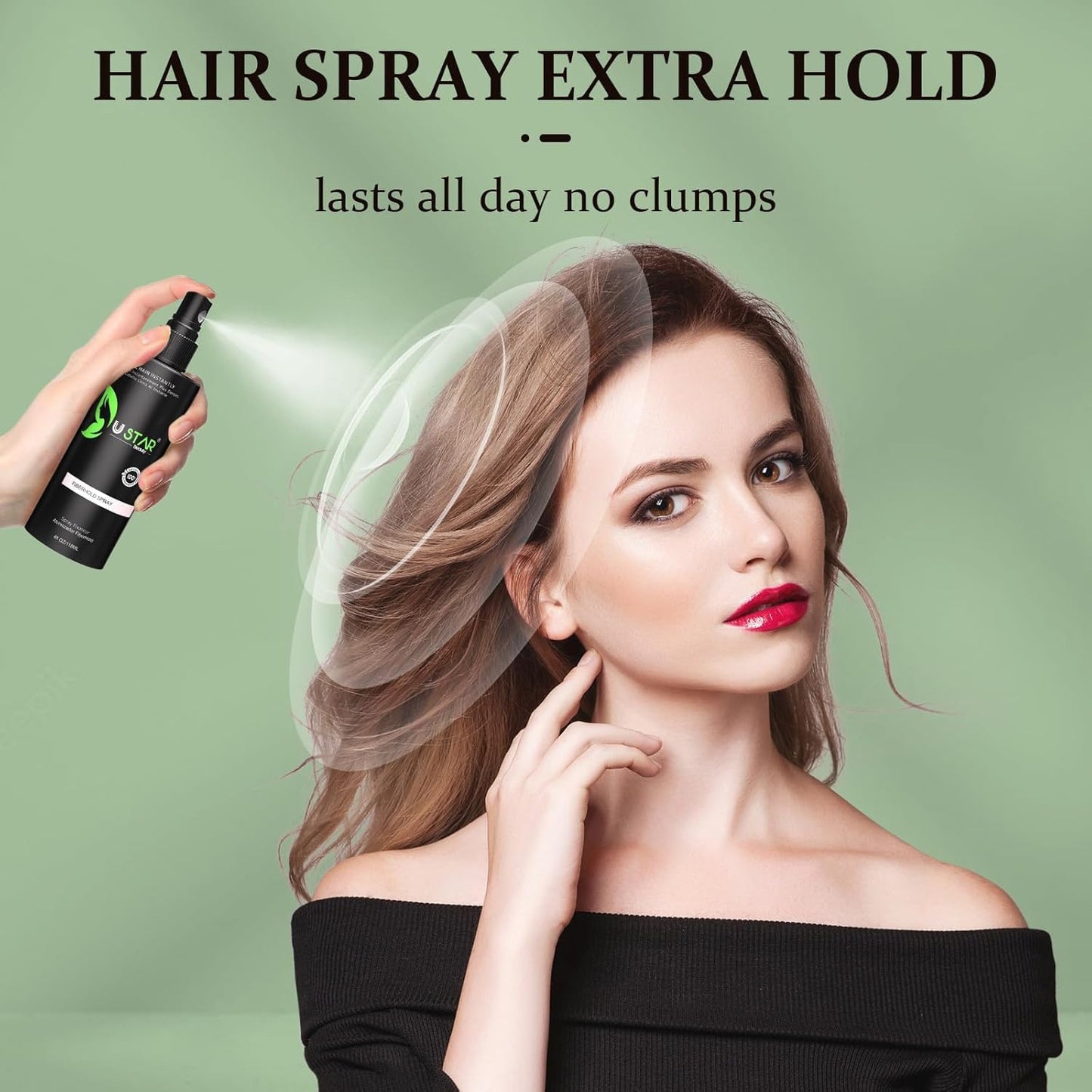 USTAR Hair Fibers 27.5g – Instant Fuller Look with Fiberhold Spray (Dark Brown)