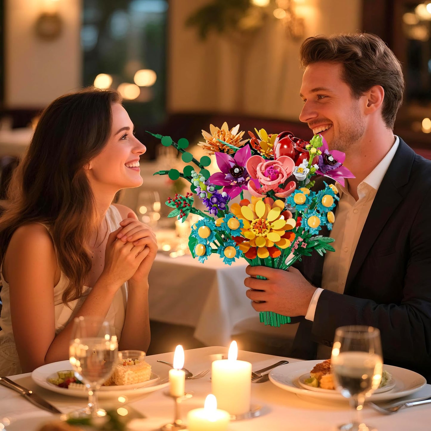 Utbttor Flower Bouquet Building Set – 891PCS Artificial Flower Kit for Kids & Home Decor