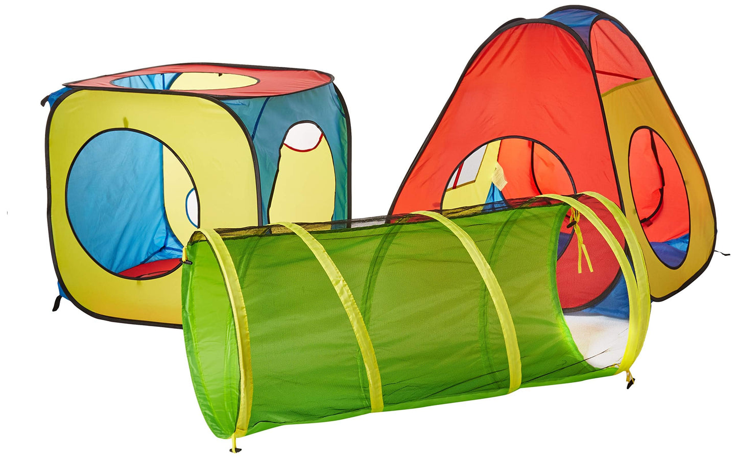 UTEX 8 in 1 Pop Up Play Tent Set – 4 Tunnels, 2 Square Tents, Indoor & Outdoor Fun