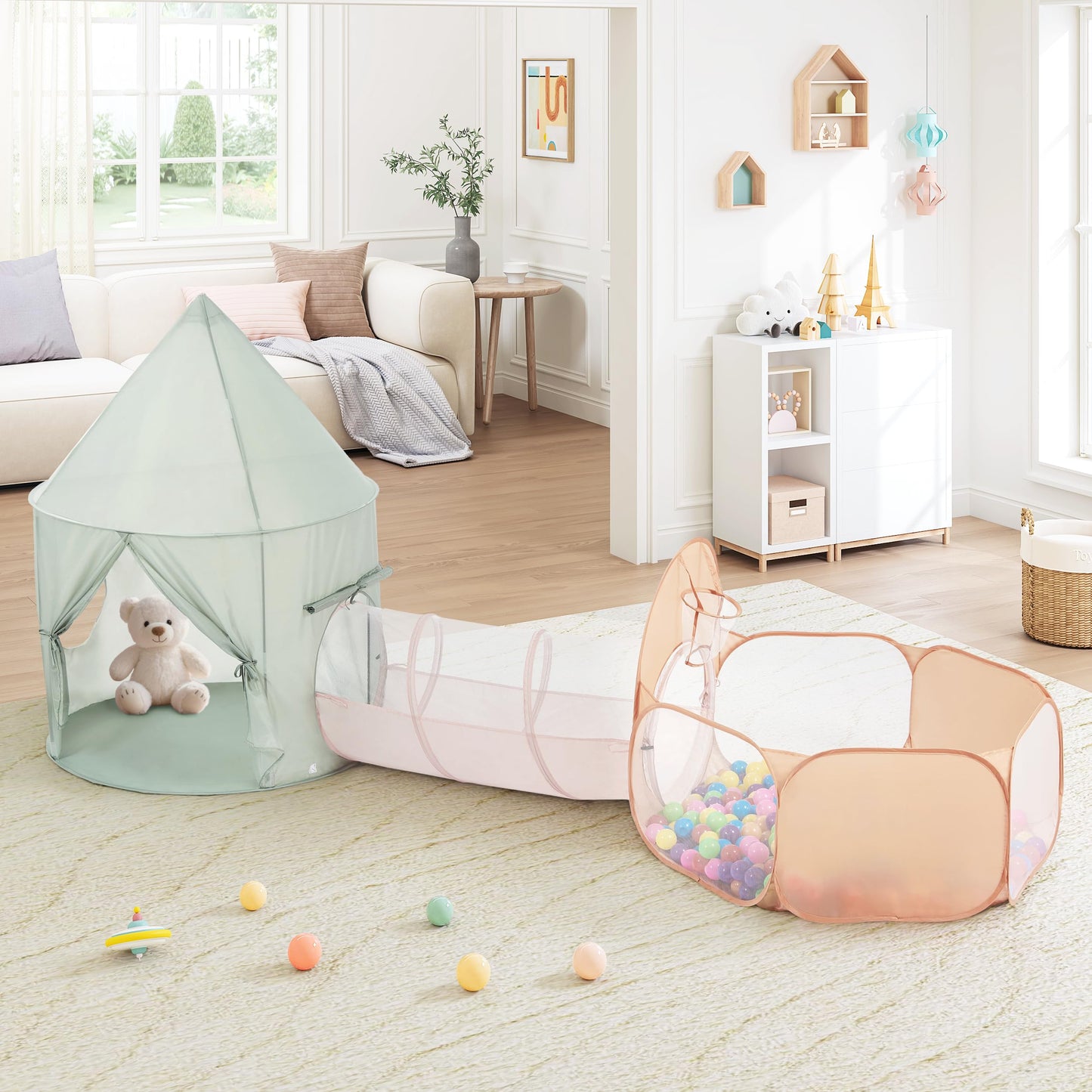 UTEX Kids Play Tent 3-in-1 with Tunnel & Ball Pit | Indoor & Outdoor Play House