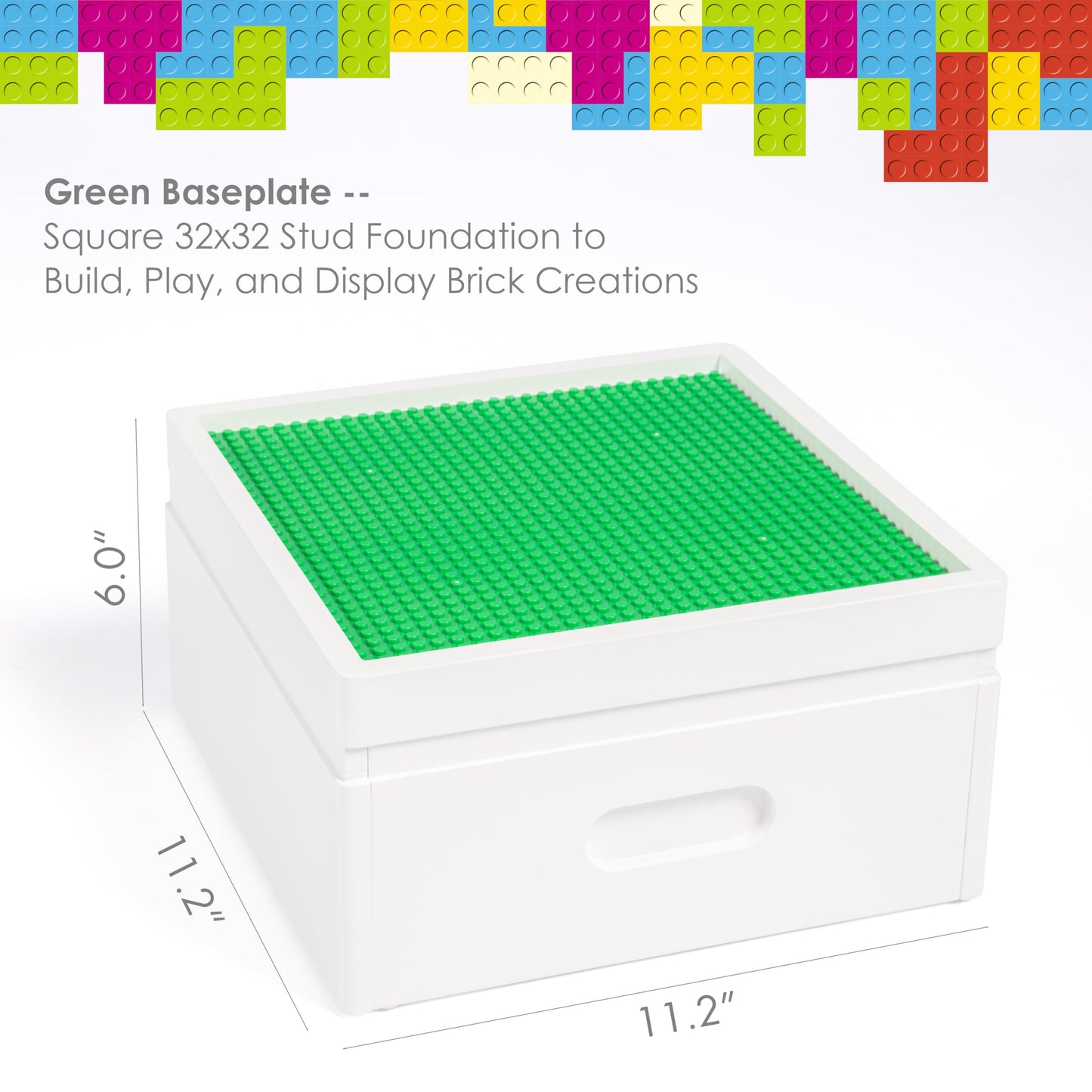UTEX Buildable Cubby Storage with Baseplate Lid – 3-Compartment Organizer for Lego & Duplo, White