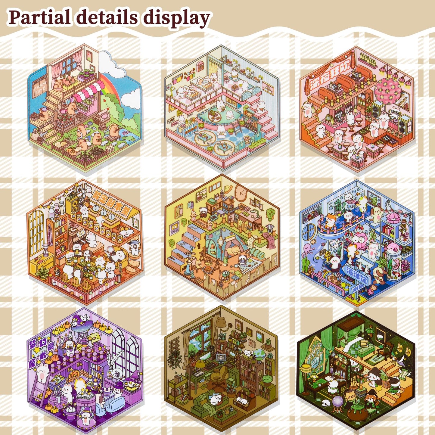 UTOUMON 20 Sets 3D Sticker Scene Book – Creative Craft & Stress-Relief for Adults