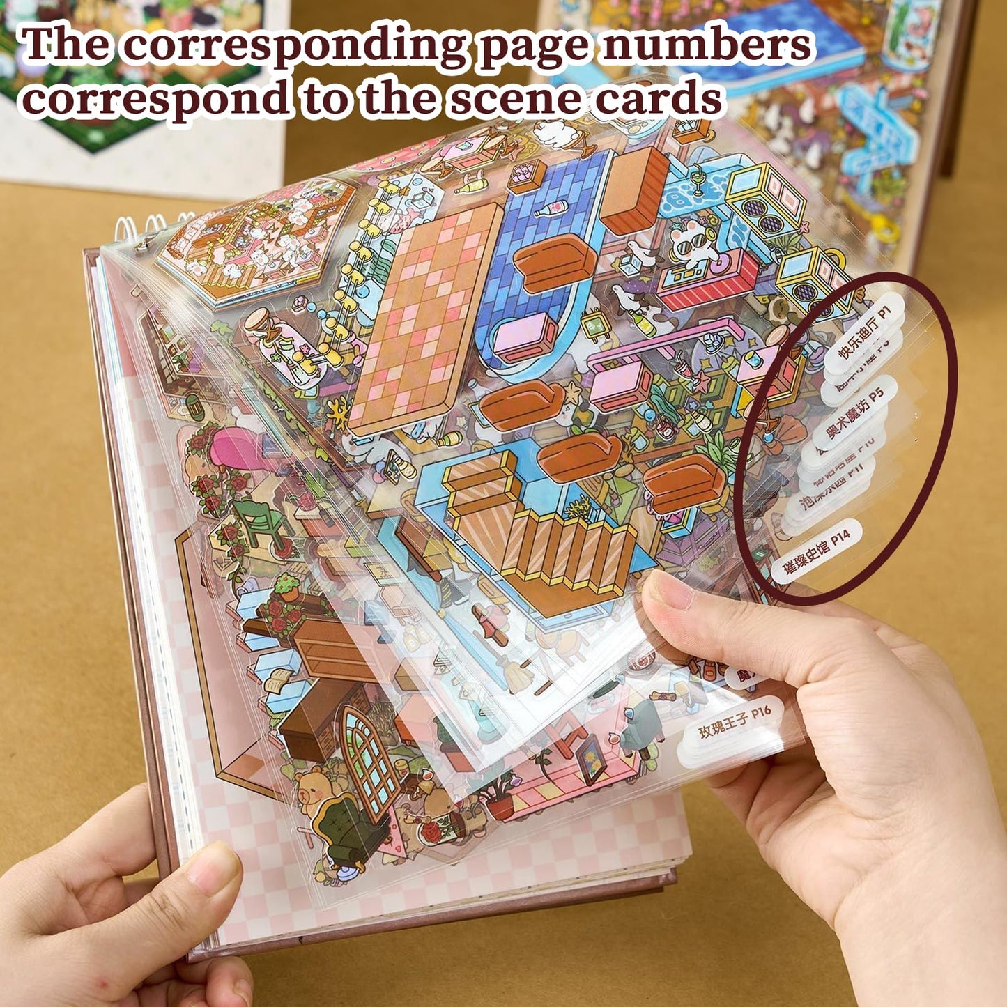 UTOUMON 20 Sets 3D Sticker Scene Book – Creative Craft & Stress-Relief for Adults