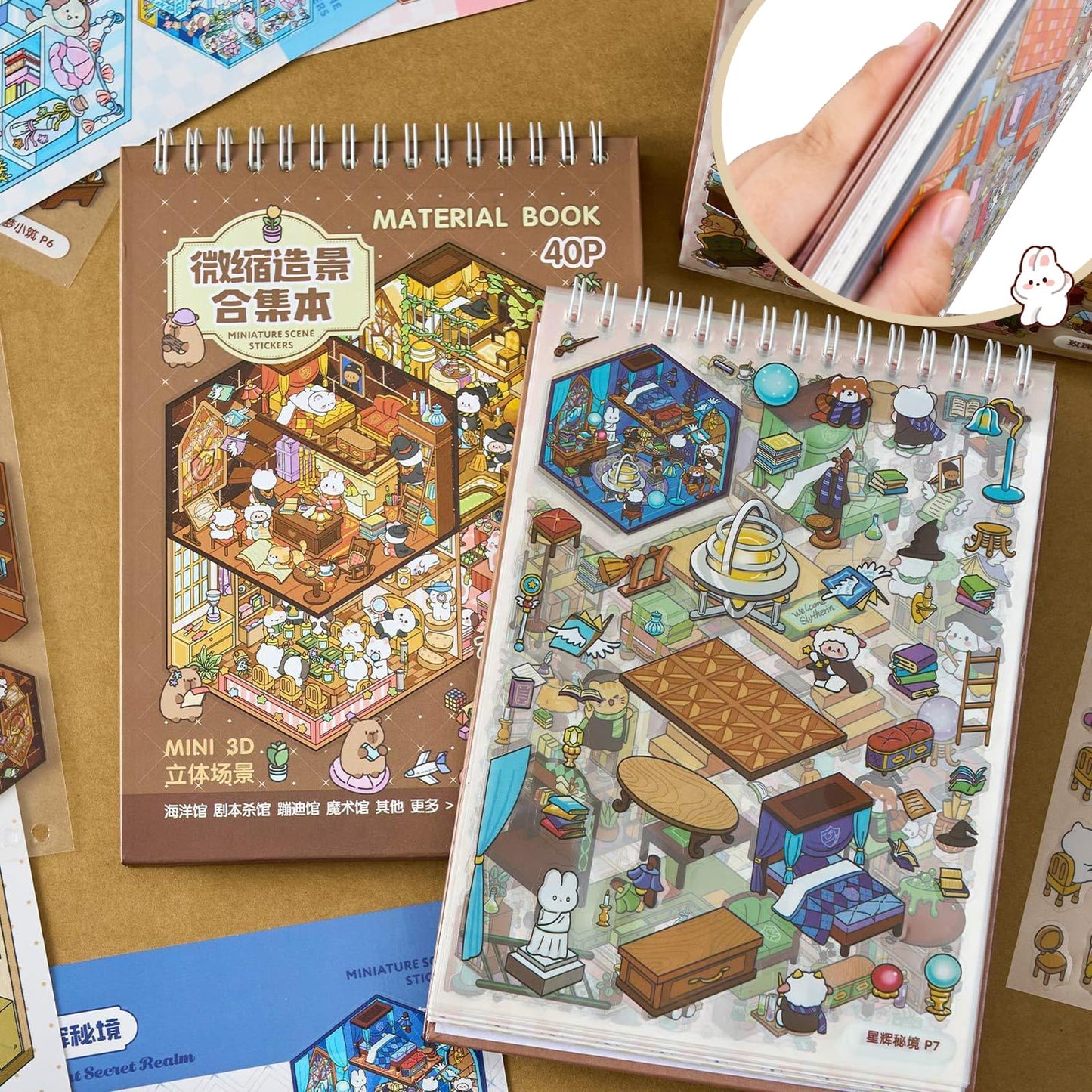 UTOUMON 20 Sets 3D Sticker Scene Book – Creative Craft & Stress-Relief for Adults