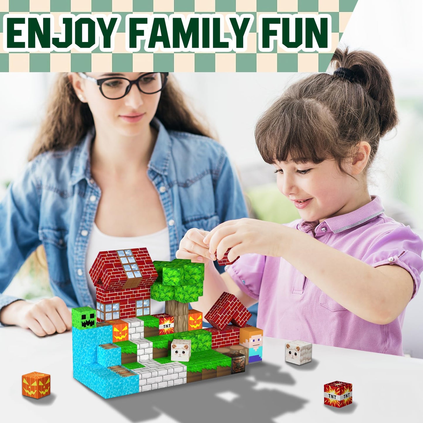 Uucoco 100 Pcs Magnetic Blocks - STEM Building Tiles for Kids 3-12