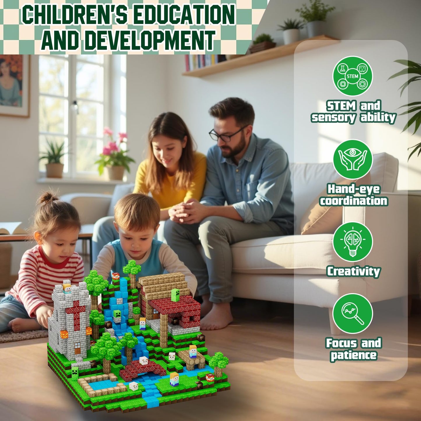Uucoco 100 Pcs Magnetic Blocks - STEM Building Tiles for Kids 3-12
