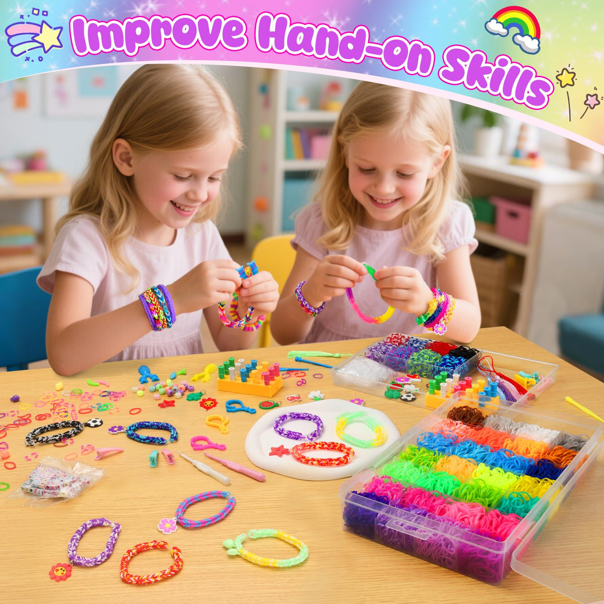 UUEMB 10000+ Rubber Band Bracelet Kit – Colorful Loom Craft for Kids