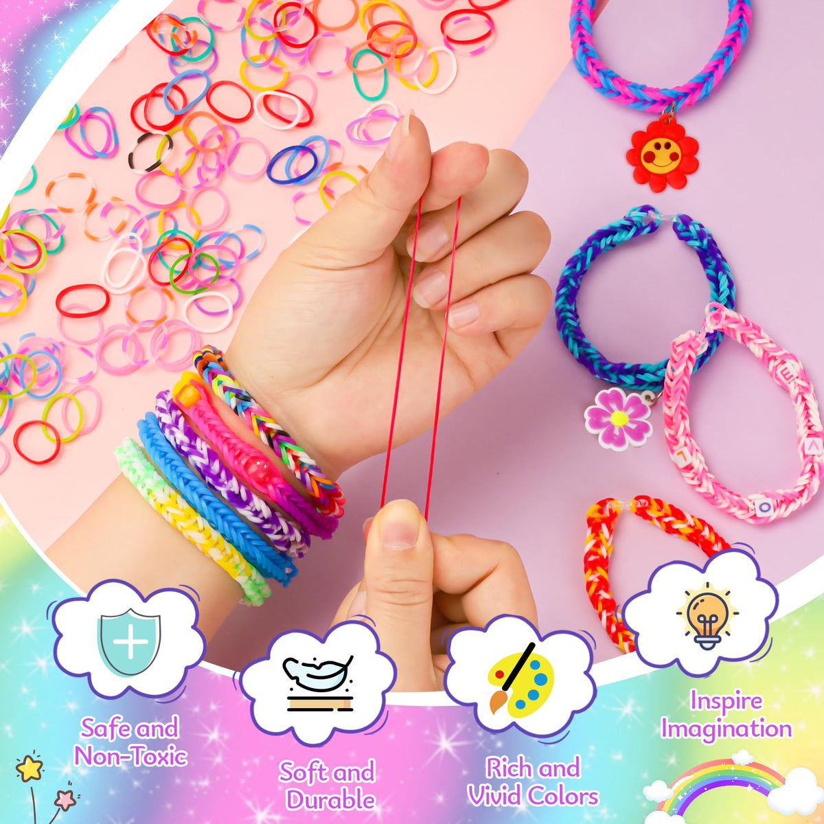 UUEMB 10000+ Rubber Band Bracelet Kit – Colorful Loom Craft for Kids