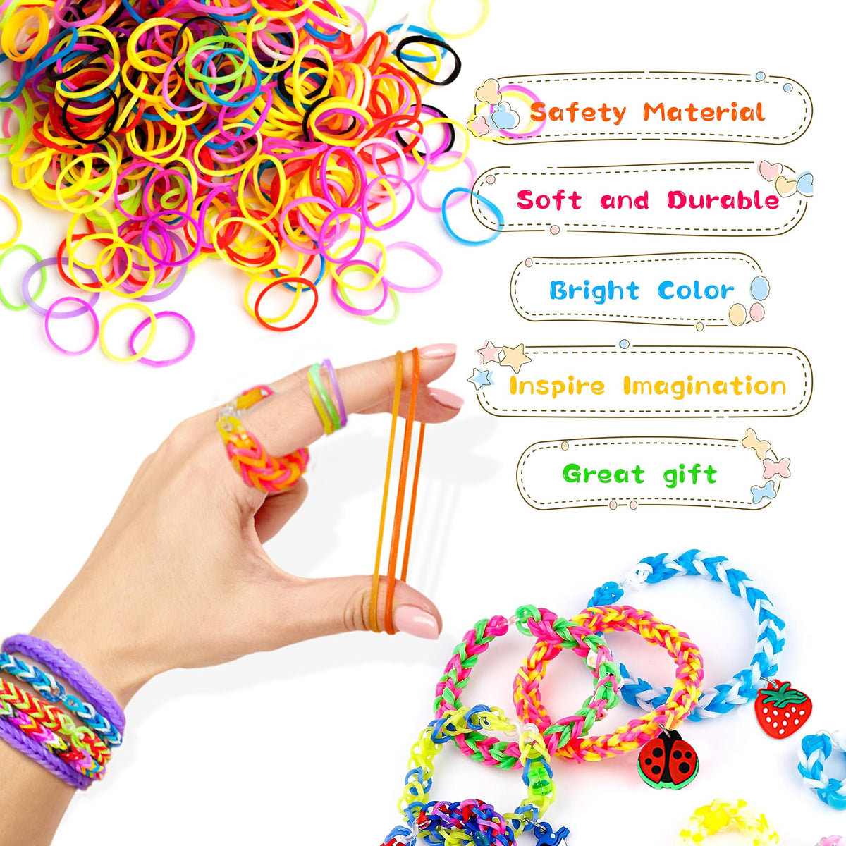UUEMB 6000+ Rubber Band Bracelet Kit — Colorful Loom Bracelet Making Kit with Storage Box