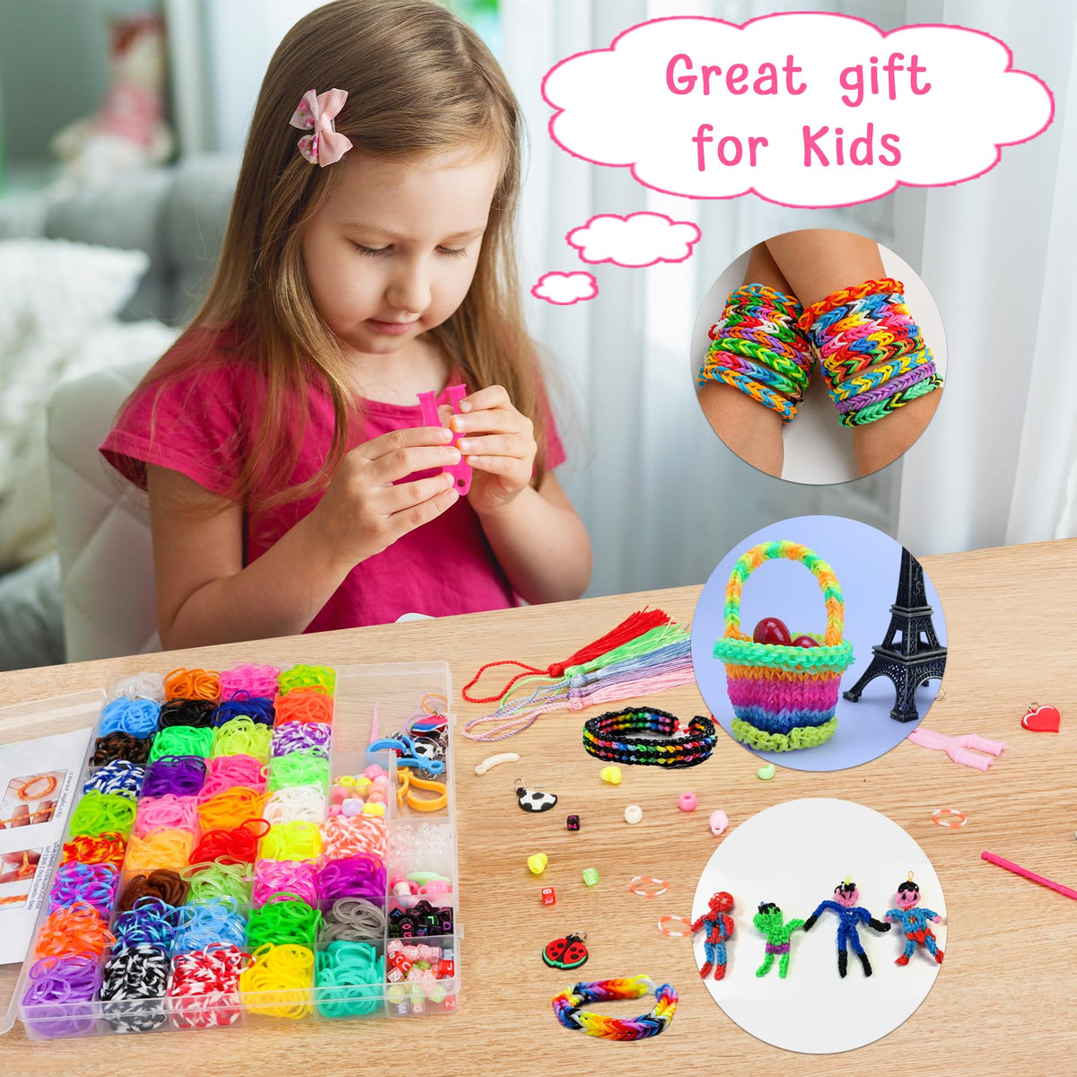 UUEMB 6000+ Rubber Band Bracelet Kit — Colorful Loom Bracelet Making Kit with Storage Box