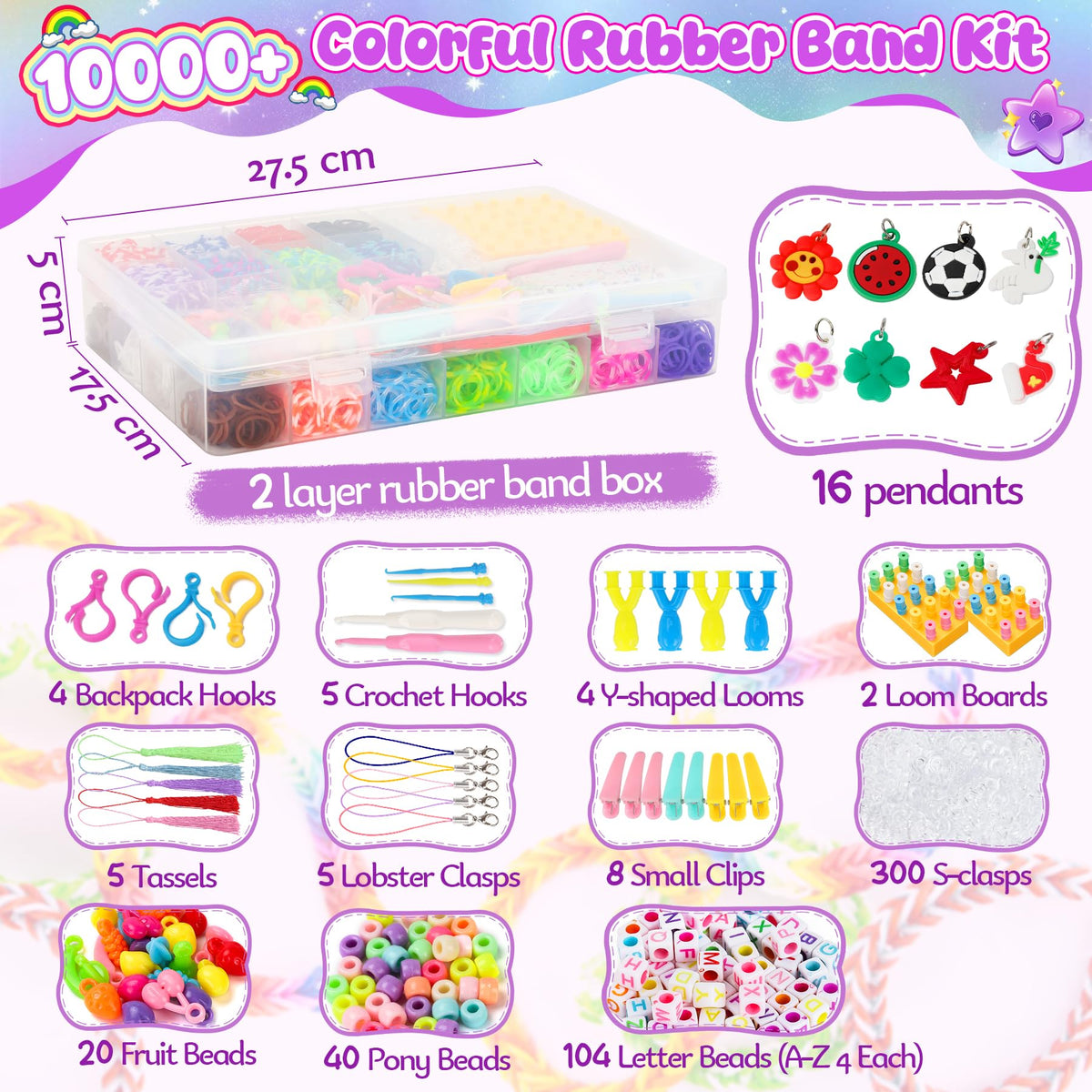 UUEMB 10000+ Rubber Band Bracelet Kit – Colorful Loom Craft for Kids