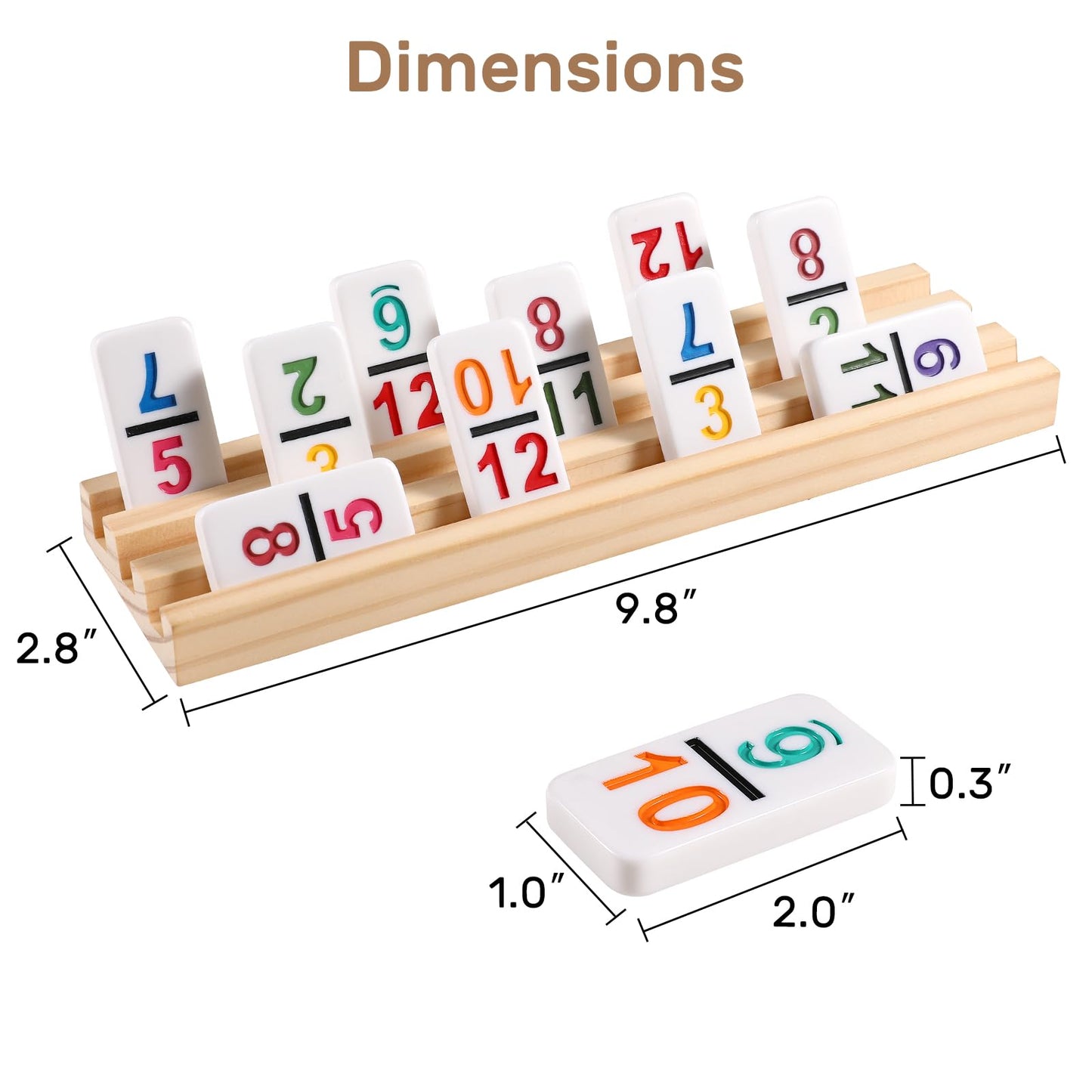 uvcany Mexican Train Dominoes Set – 91 Tiles, 8 Wooden Trays, Portable Case