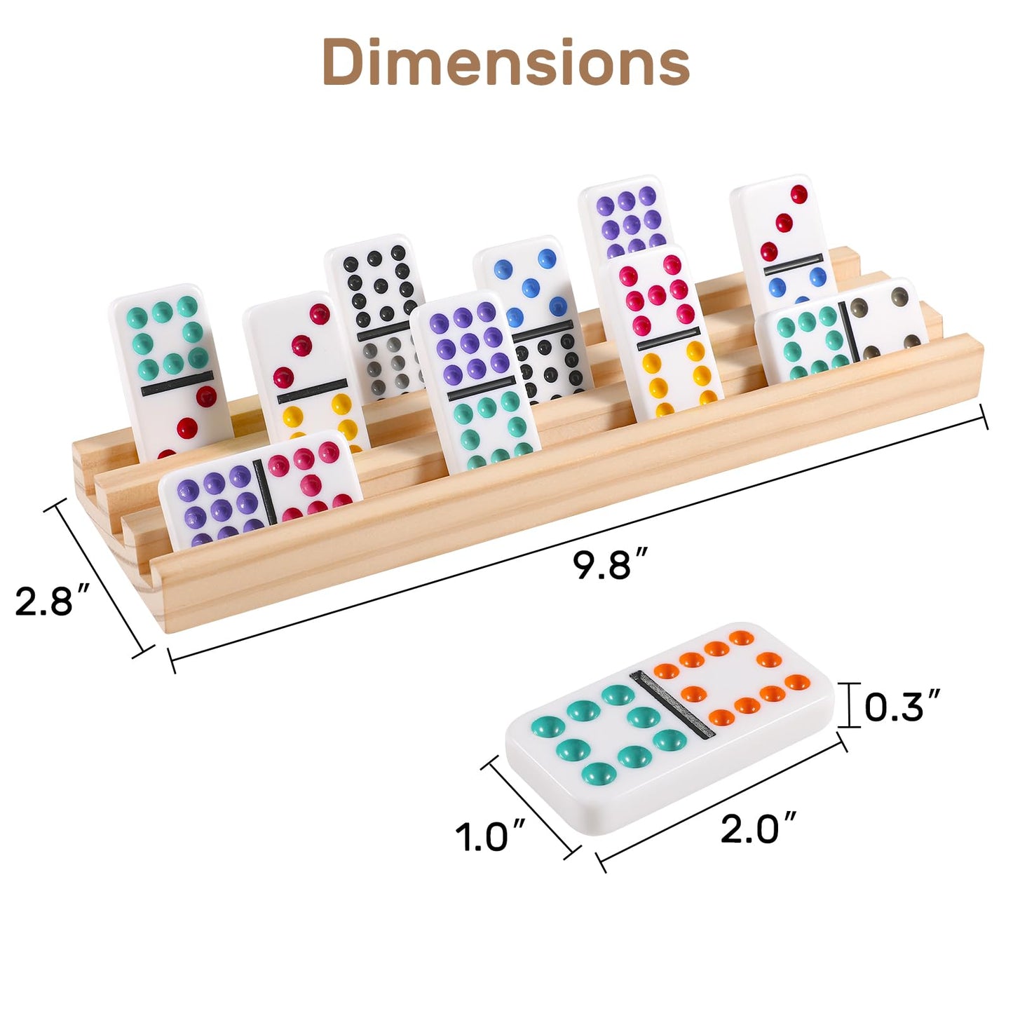 uvcany Mexican Train Dominoes Set — 91 Tiles, 8 Wooden Trays, Portable Case | Double 12 Family Game Kit