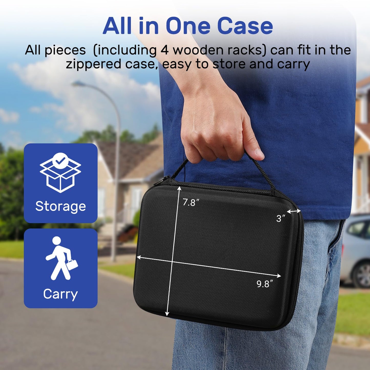 uvcany Jumbo Dominos Set for Adults — 4 Beech Racks, 28 Tiles, Portable Travel Case | Double Six Dominoes