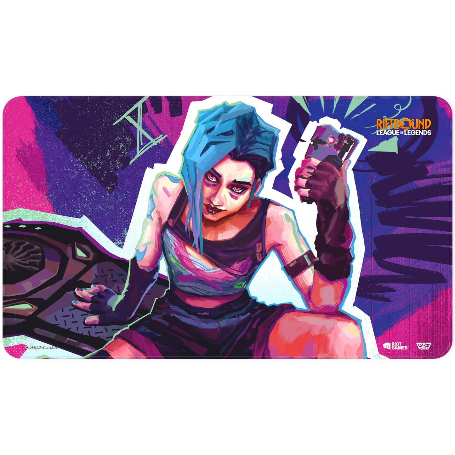 UVS Games Riftbound Origins Jinx Playmat – 24x14 Neoprene with Stitched Trim