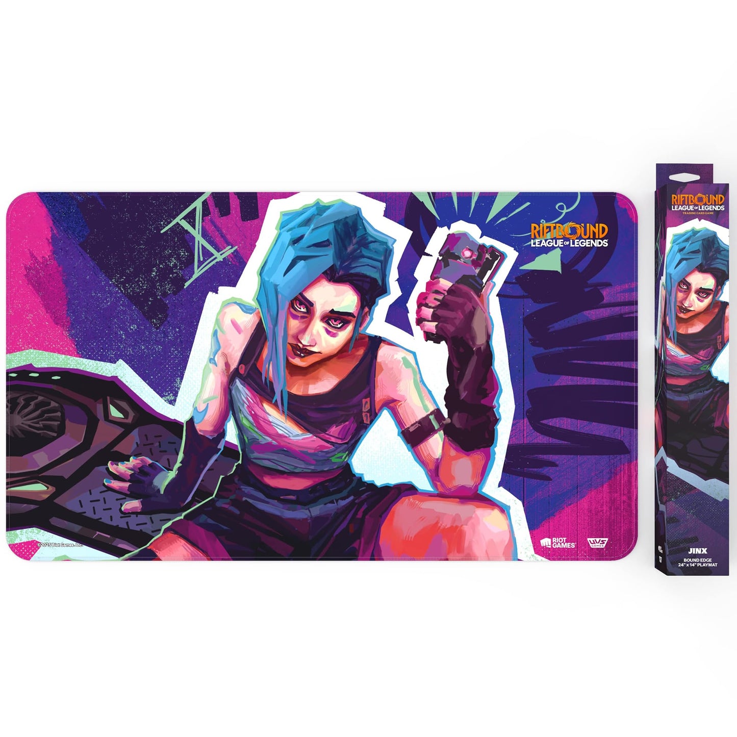 UVS Games Riftbound Origins Jinx Playmat – 24x14 Neoprene with Stitched Trim