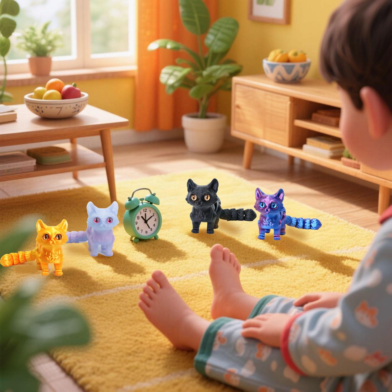 UXBSTM 6 Pack Colorful 3D Printed Cats - Fidget Toys & Desk Pets