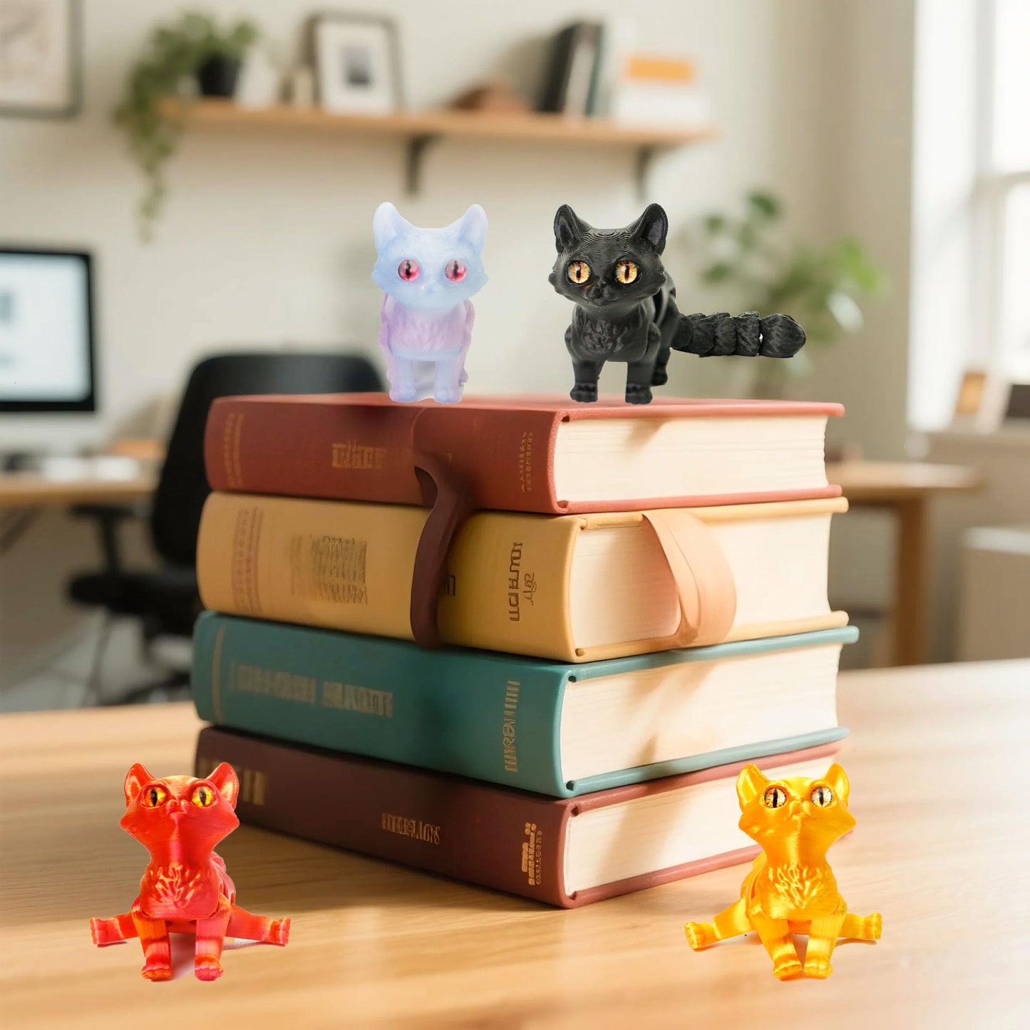 UXBSTM 6 Pack Colorful 3D Printed Cats - Fidget Toys & Desk Pets