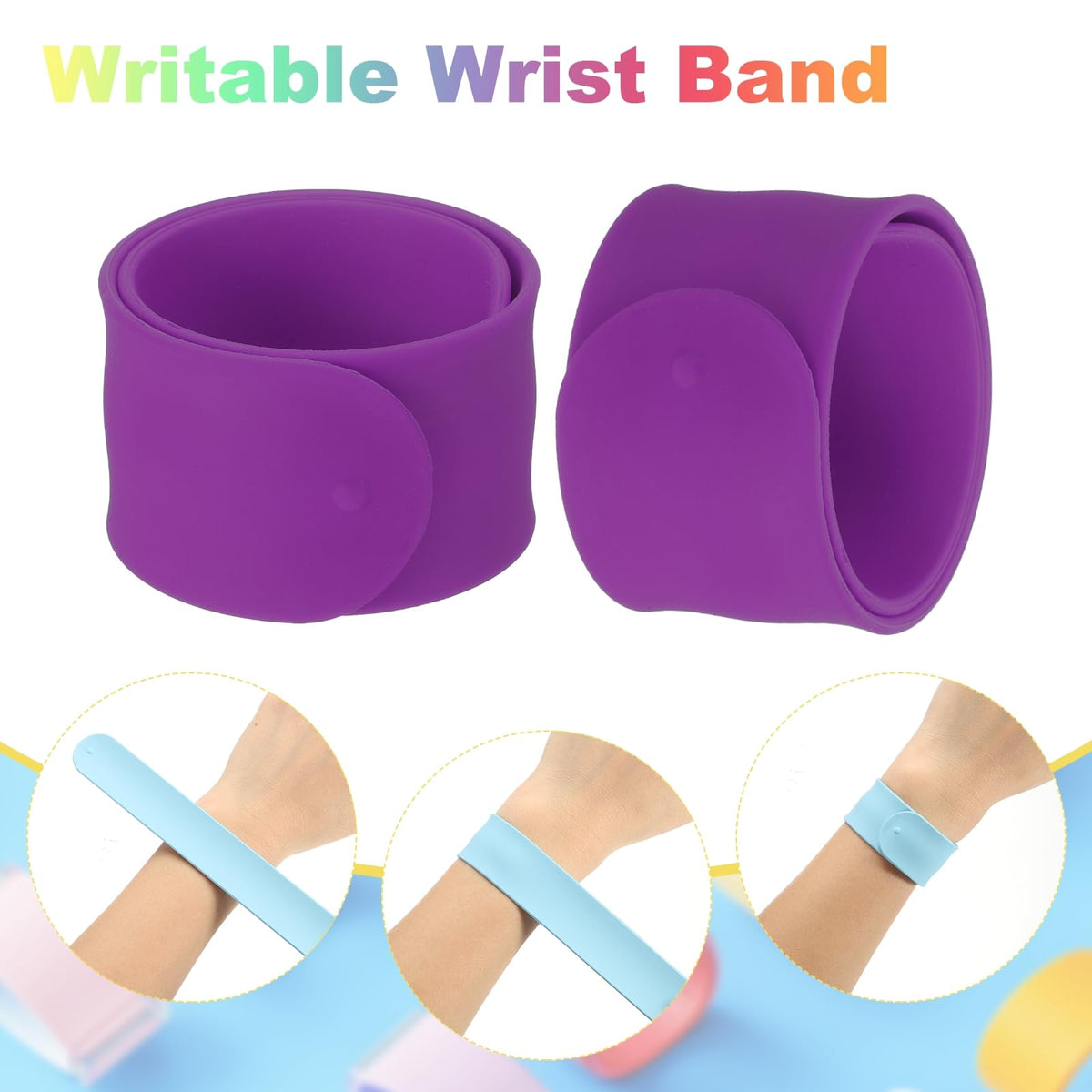 uxcell Silicone Slap Bracelets – 6 Pack Purple, 8.46 x 1 in | DIY Crafts & Party Favors