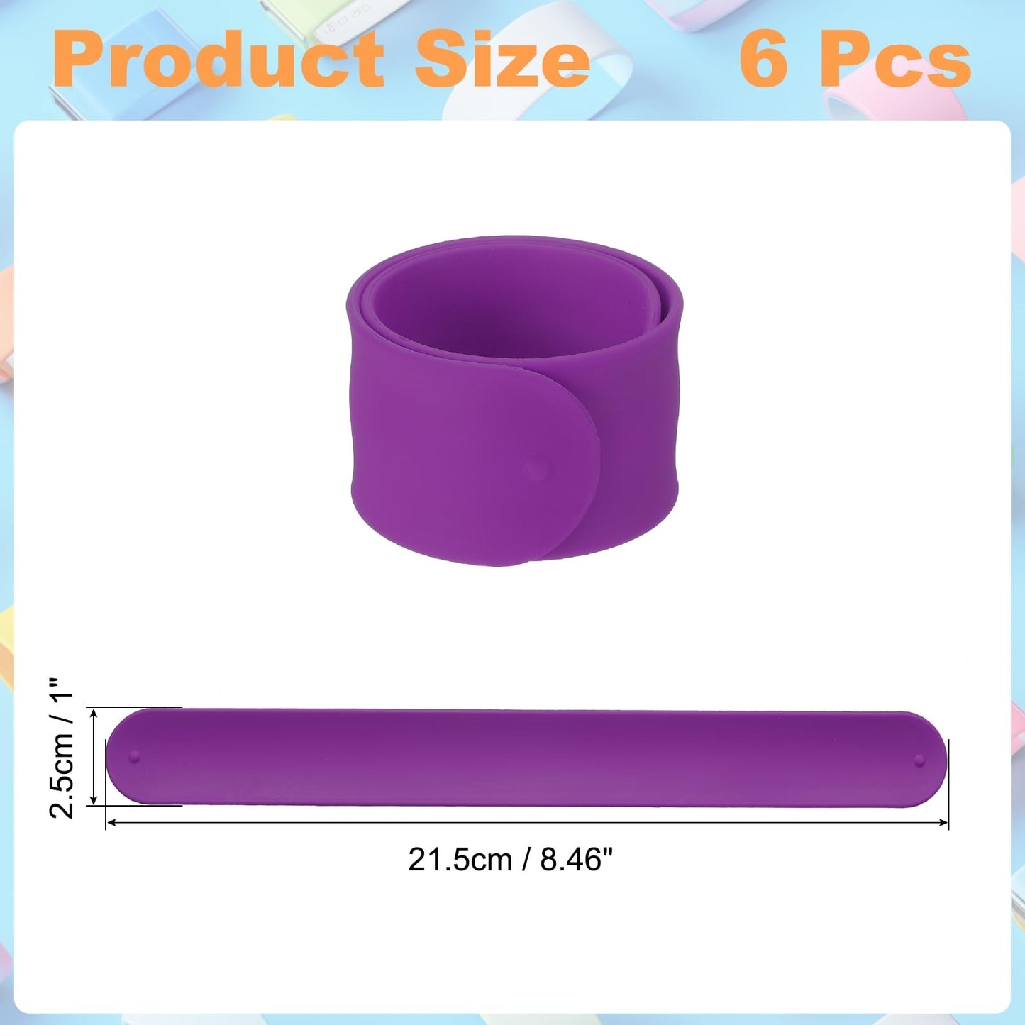 uxcell Silicone Slap Bracelets – 6 Pack Purple, 8.46 x 1 in | DIY Crafts & Party Favors