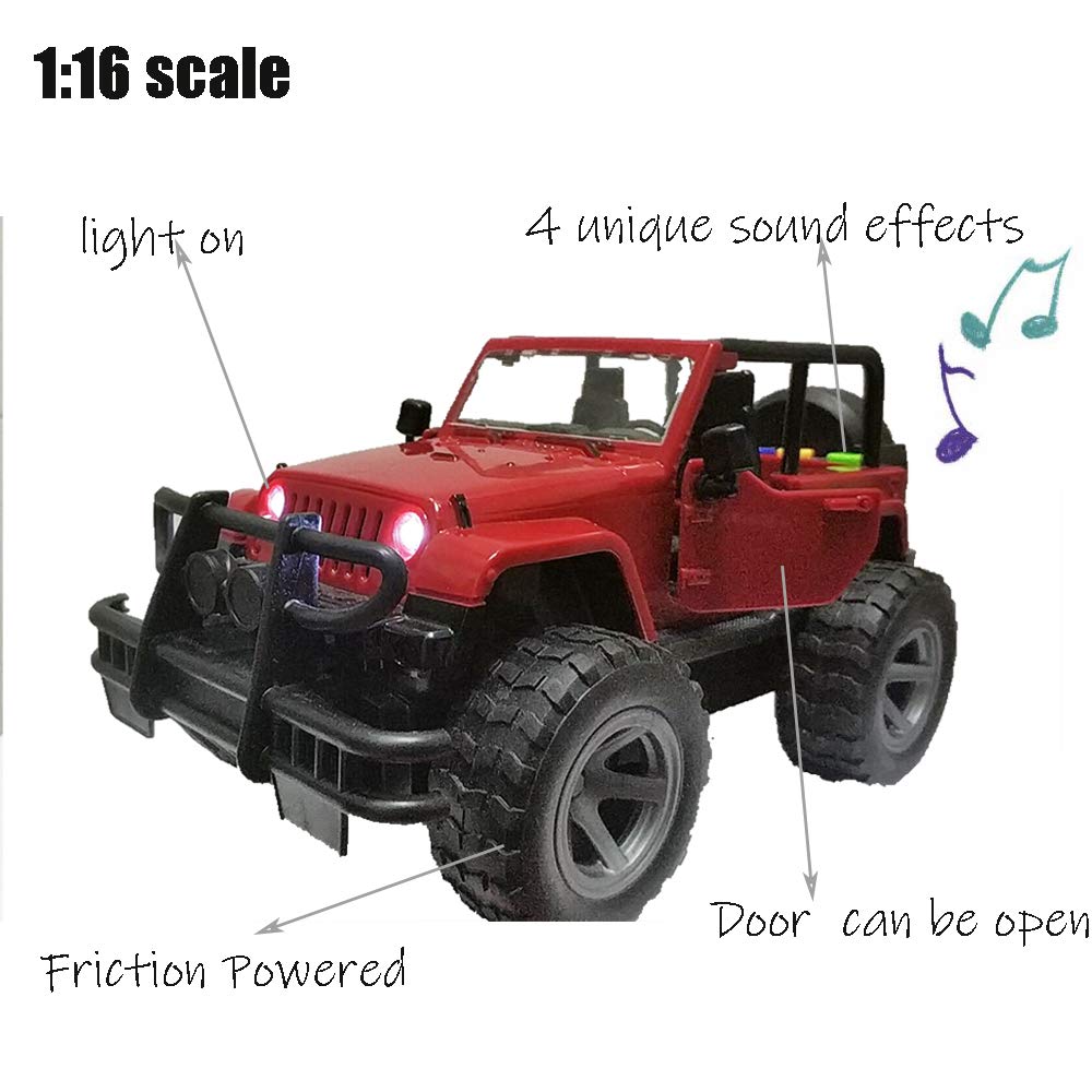 UXRPTU Car Toy 1:16 Off-Road Military Fighter – Friction Powered with Lights & Sounds