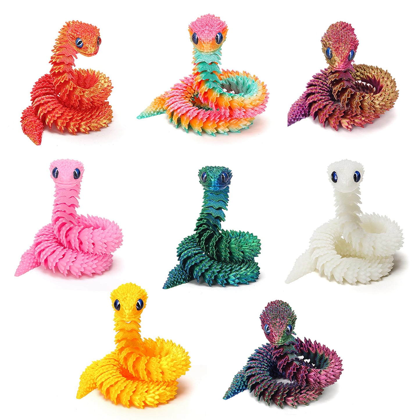 uyrzwek 8-Piece 12in 3D Printed Snake Toys – Flexible Fidget Animals for Easter, Decor & Gifts