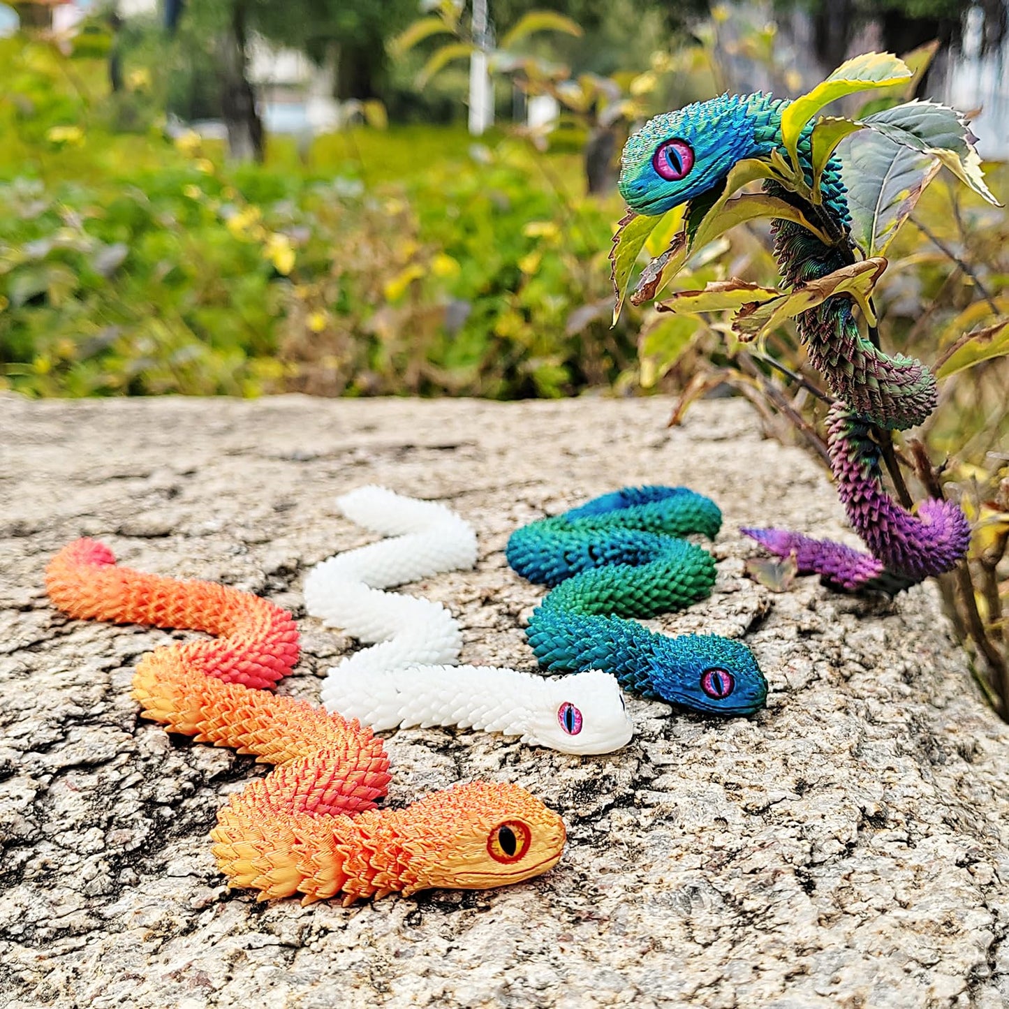uyrzwek 8-Piece 12in 3D Printed Snake Toys – Flexible Fidget Animals for Easter, Decor & Gifts