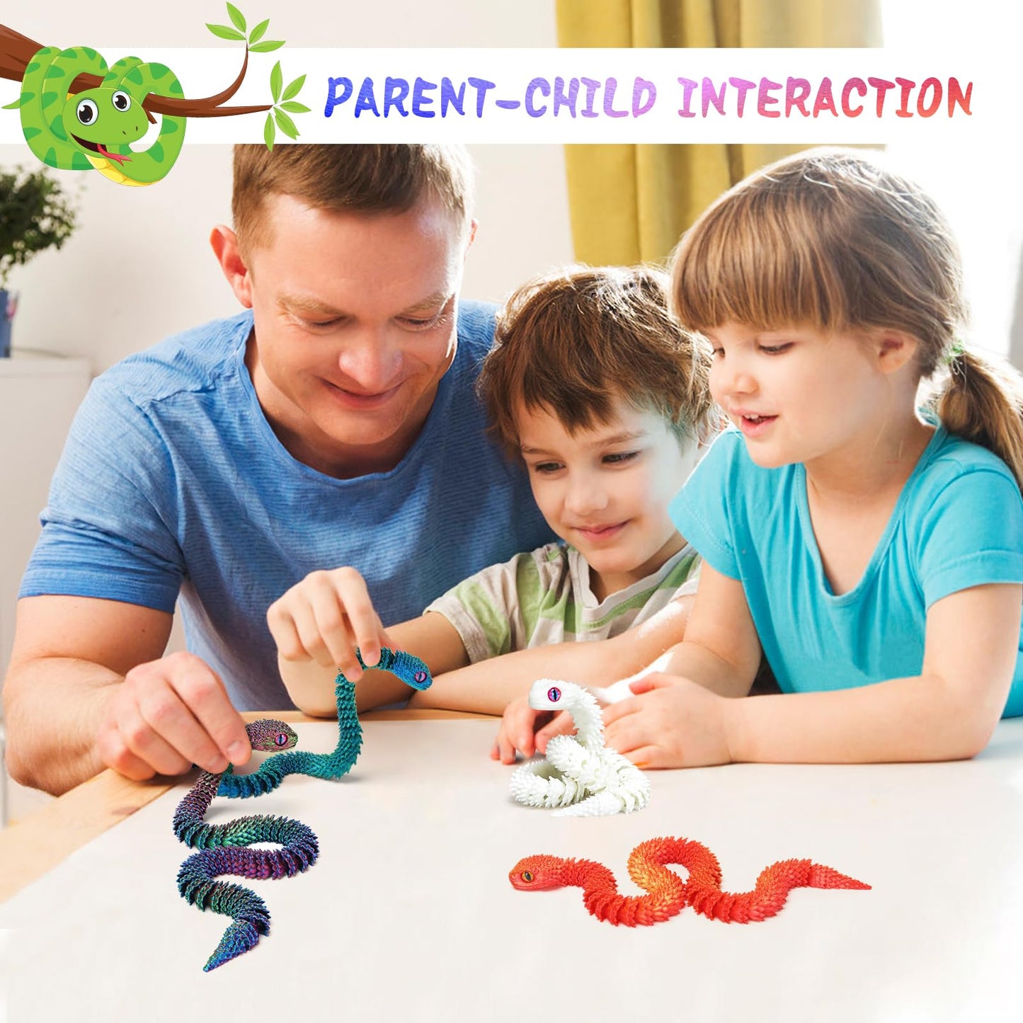 uyrzwek 8-Piece 12in 3D Printed Snake Toys – Flexible Fidget Animals for Easter, Decor & Gifts