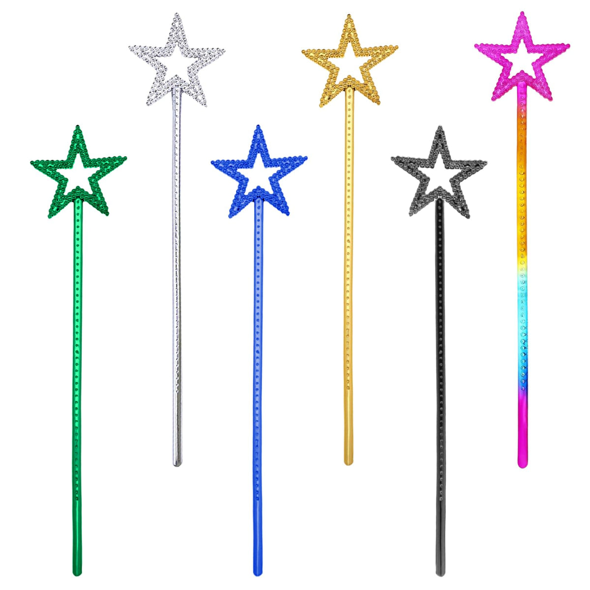 UYUOO 6-Pack Magic Wand for Kids – 13-Inch Fairy Star Wands for Dress-Up, Parties & Cosplay