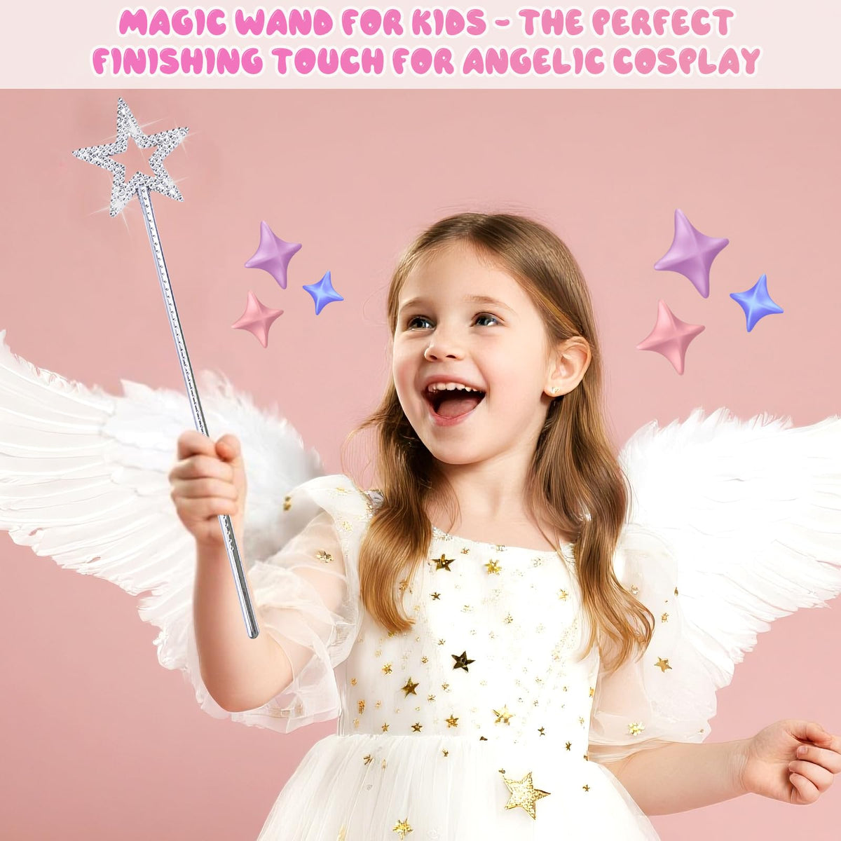 UYUOO 6-Pack Magic Wand for Kids – 13-Inch Fairy Star Wands for Dress-Up, Parties & Cosplay