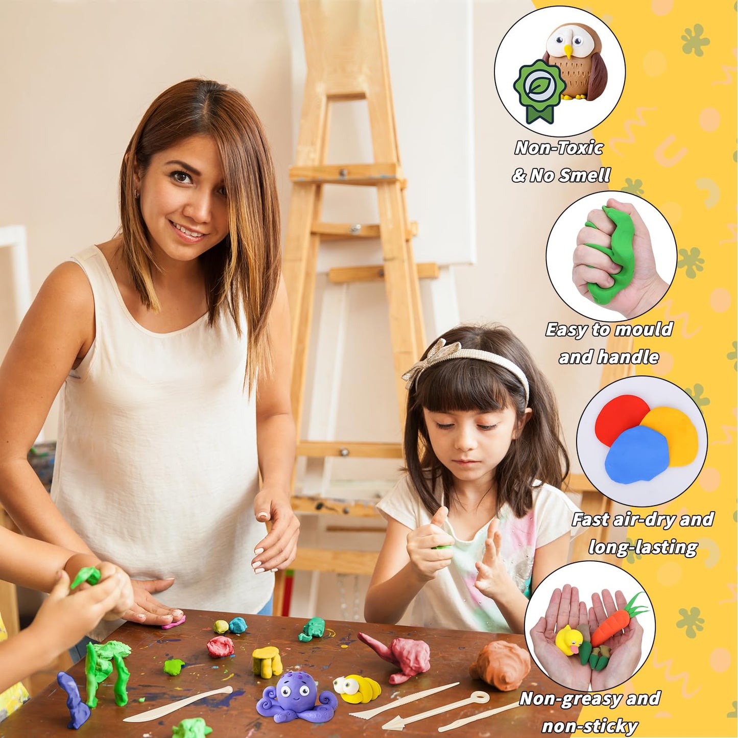 UZLU 169 Pcs Air Dry Clay Starter Kit — 120 Colors, Non-Toxic Modeling Tools for Kids