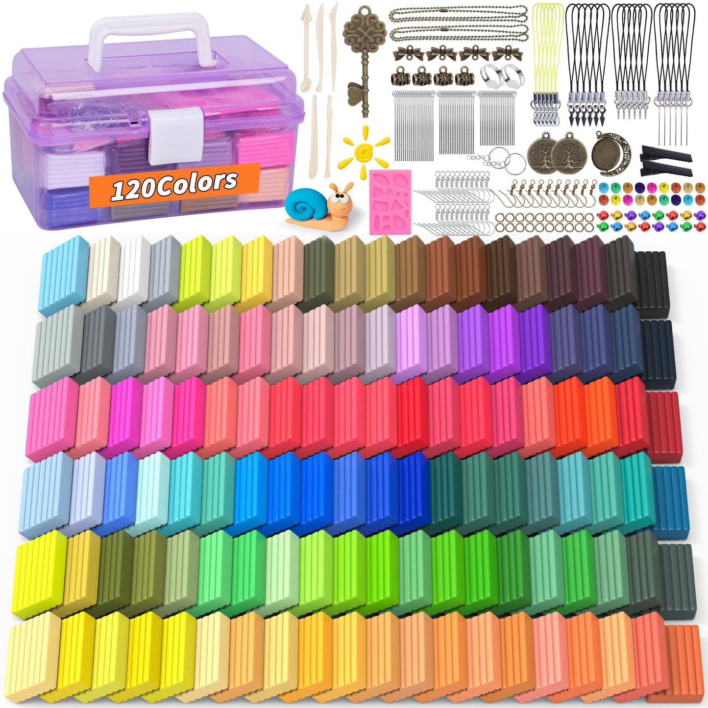 UZLU 285 Pcs Polymer Clay Kit — 120 Colors, 20 Tools, 18 Accessories for Beginners