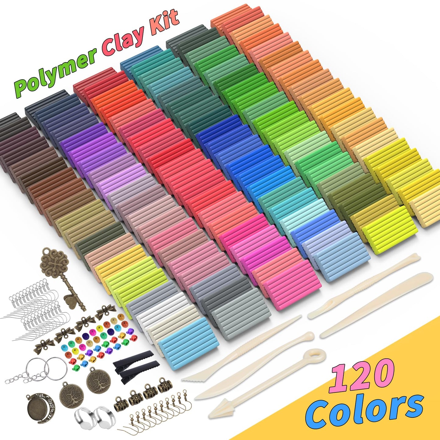 UZLU 285 Pcs Polymer Clay Kit — 120 Colors, 20 Tools, 18 Accessories for Beginners