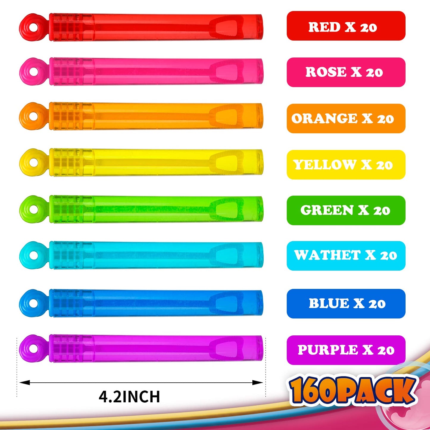 Uzoxlsn 160 Pcs 8-Color Mini Bubble Wands Bulk — Party Favors & Gifts