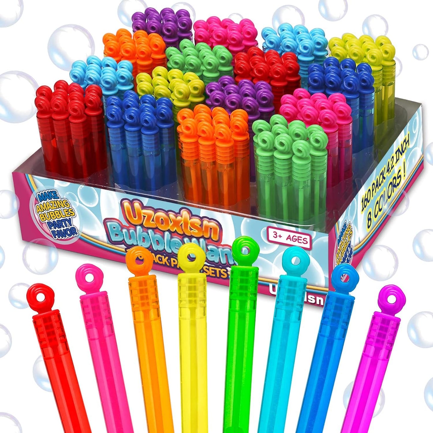 Uzoxlsn 160 Pcs 8-Color Mini Bubble Wands Bulk — Party Favors & Gifts