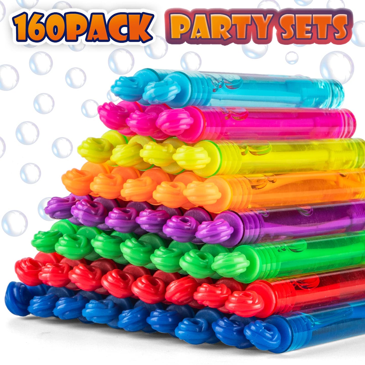 Uzoxlsn 160 Pcs 8-Color Mini Bubble Wands Bulk — Party Favors & Gifts
