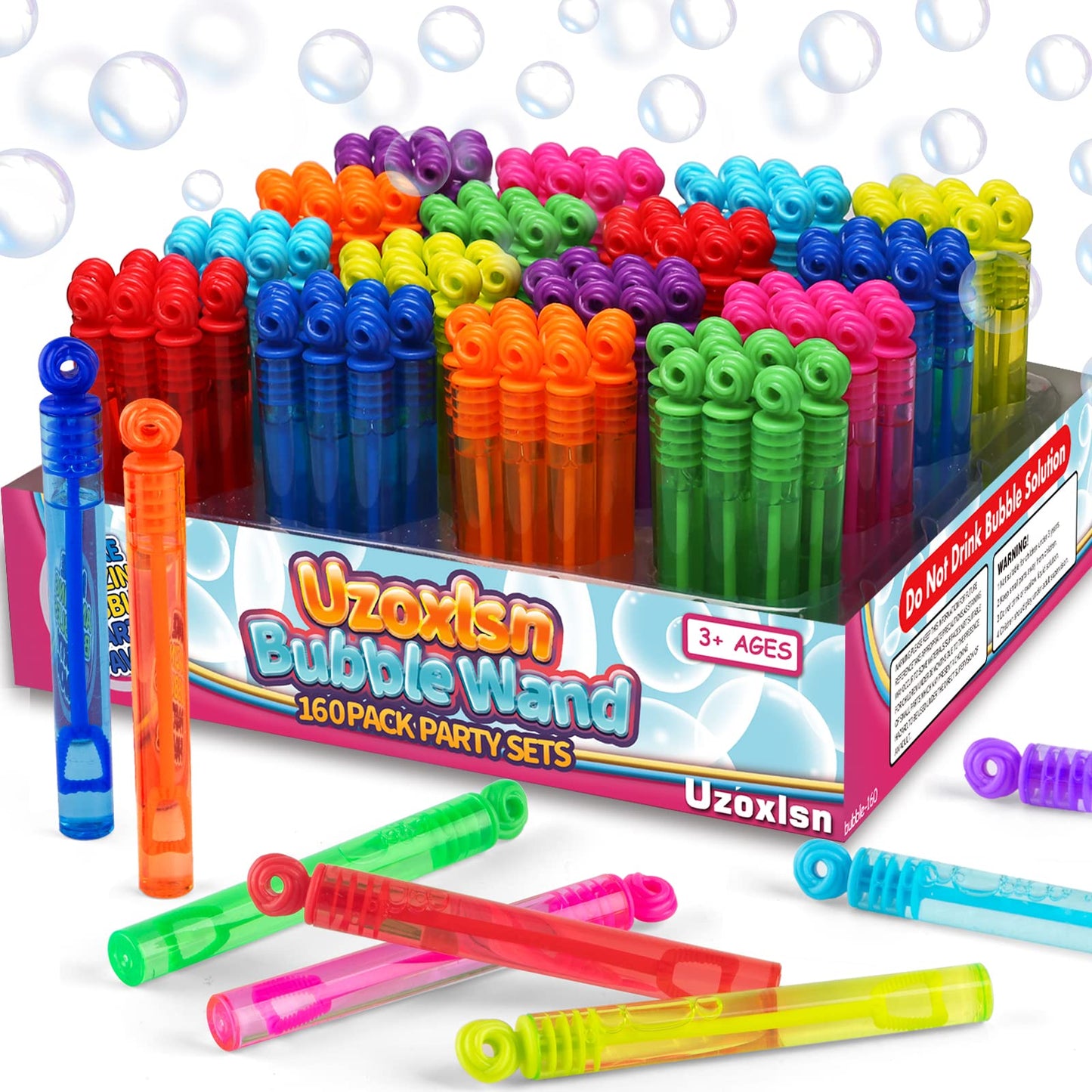 Uzoxlsn 160 Pcs 8-Color Mini Bubble Wands Bulk — Party Favors & Gifts