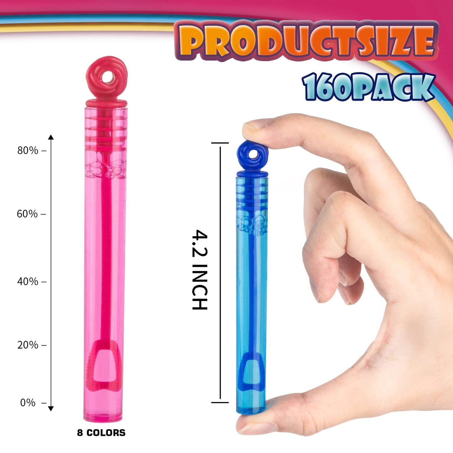 Uzoxlsn 160 Pcs 8-Color Mini Bubble Wands Bulk — Party Favors & Gifts