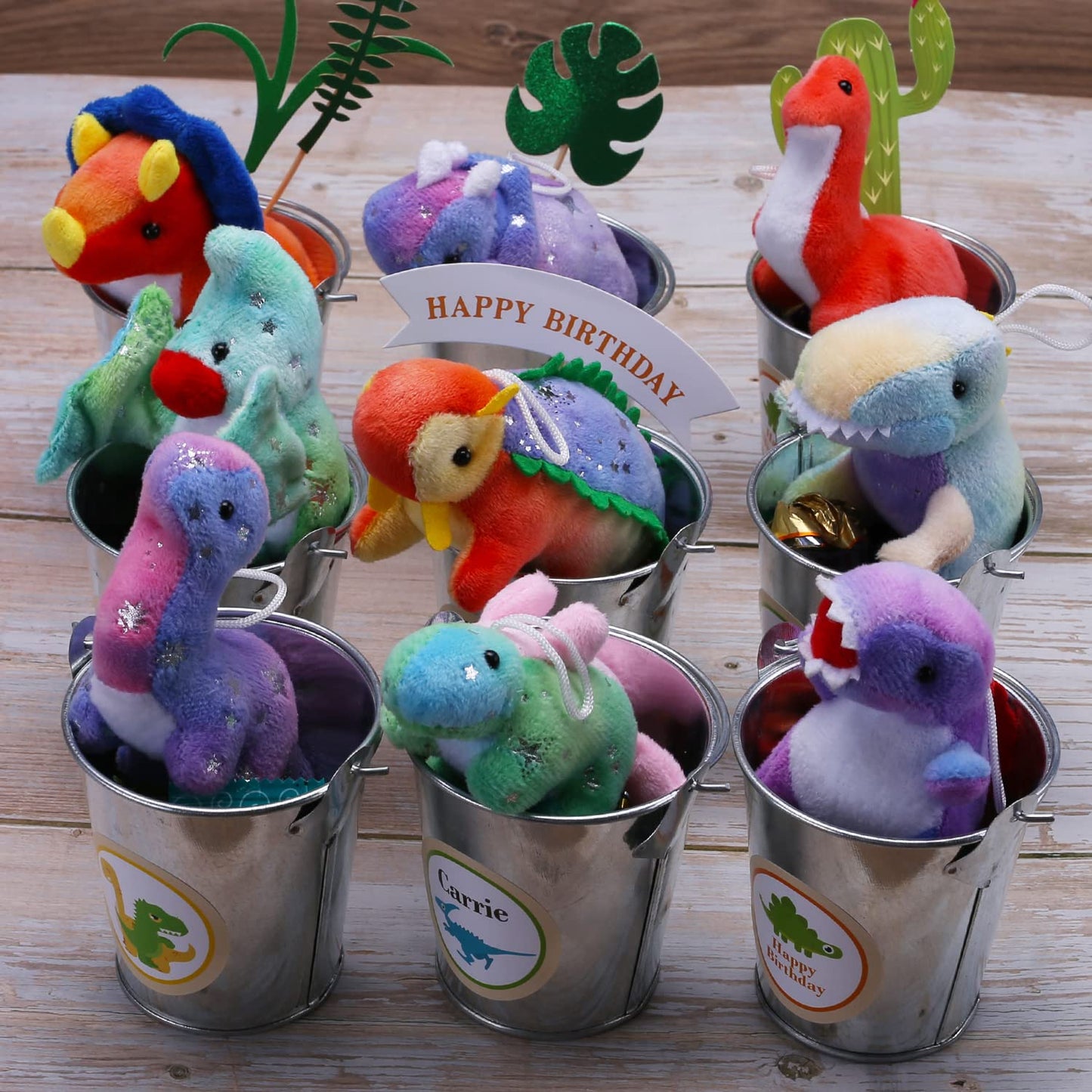 Uzoxlsn Dinosaur Plush Set – 16 Pack, Mini 4.5in Dino Keychains for Party Favors & Prizes