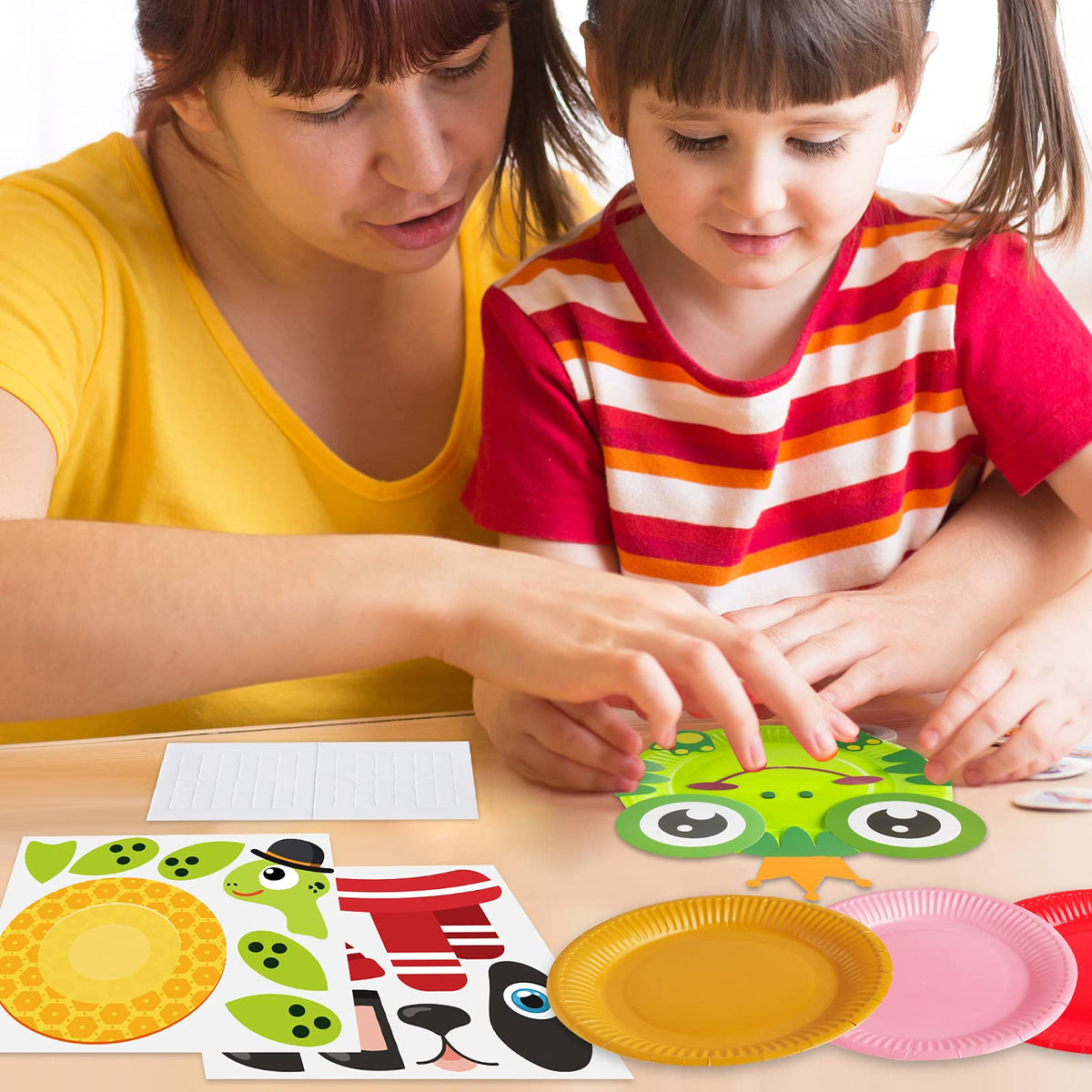 V-Opitos Arts & Crafts Kits for Kids – 12-Pack Simple Animal Paper Plate Crafts for Ages 2–5