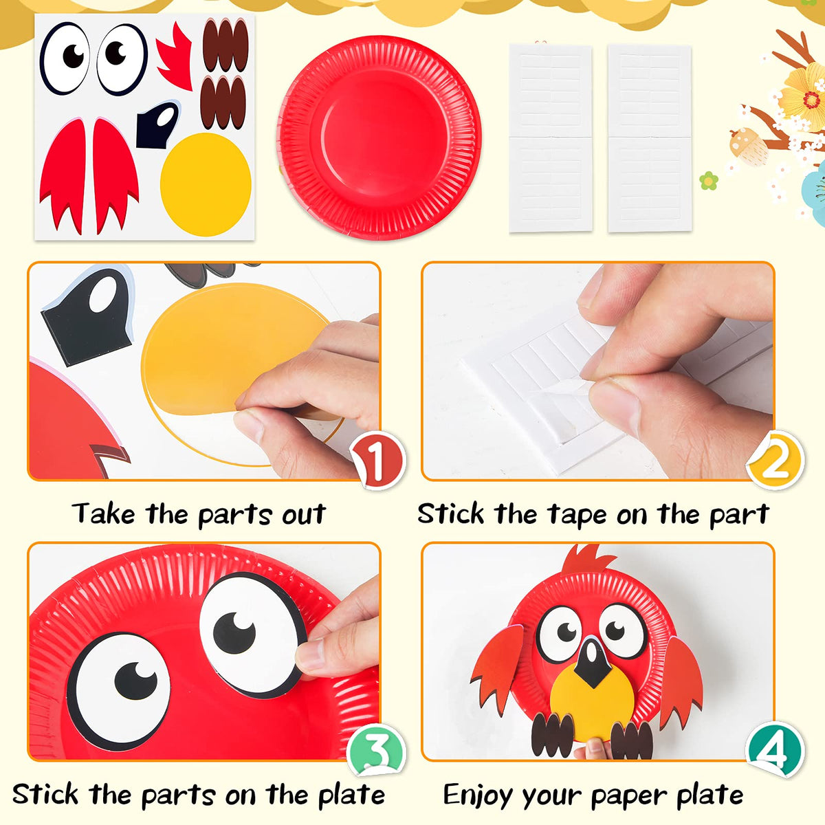V-Opitos Arts & Crafts Kits for Kids – 12-Pack Simple Animal Paper Plate Crafts for Ages 2–5