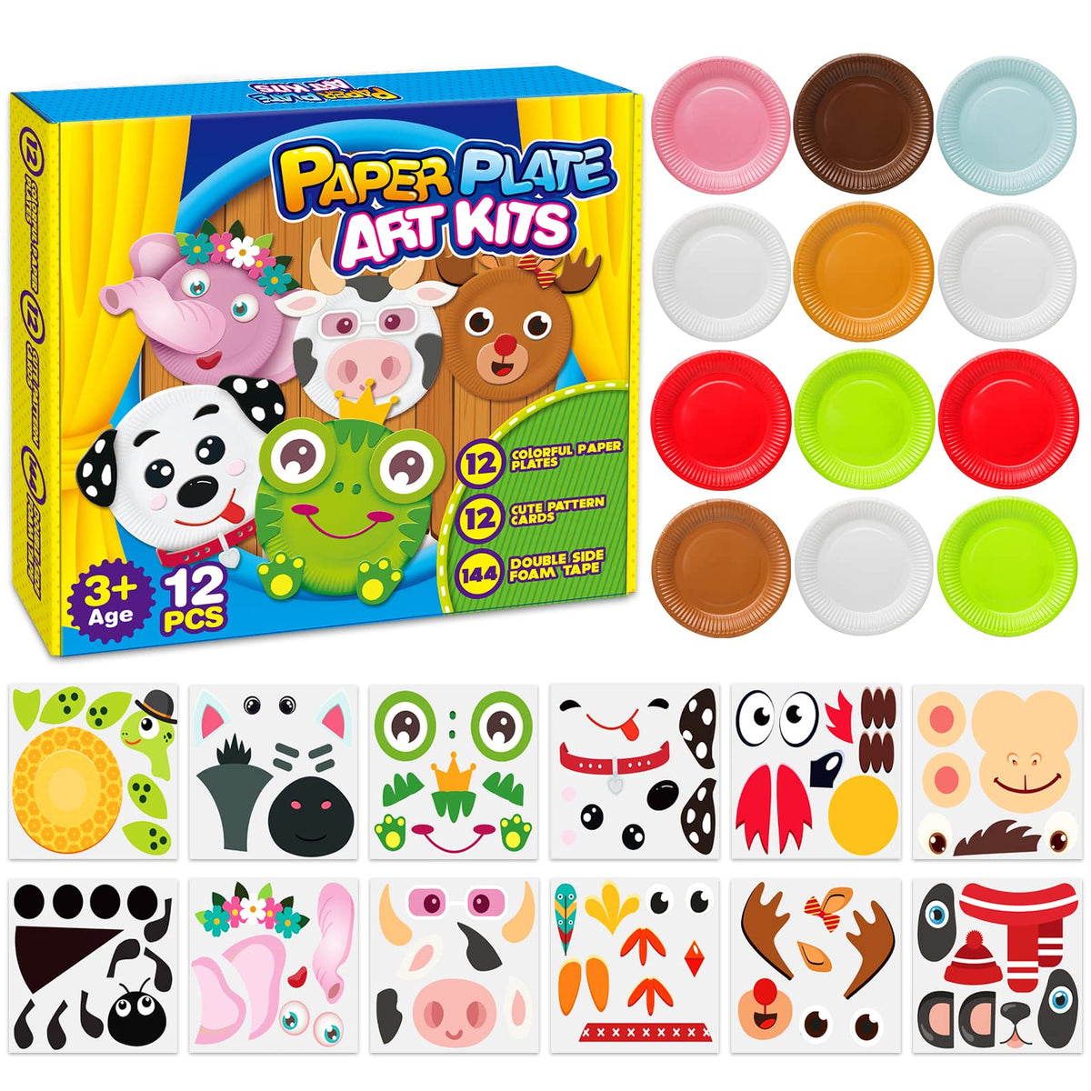 V-Opitos Arts & Crafts Kits for Kids – 12-Pack Simple Animal Paper Plate Crafts for Ages 2–5