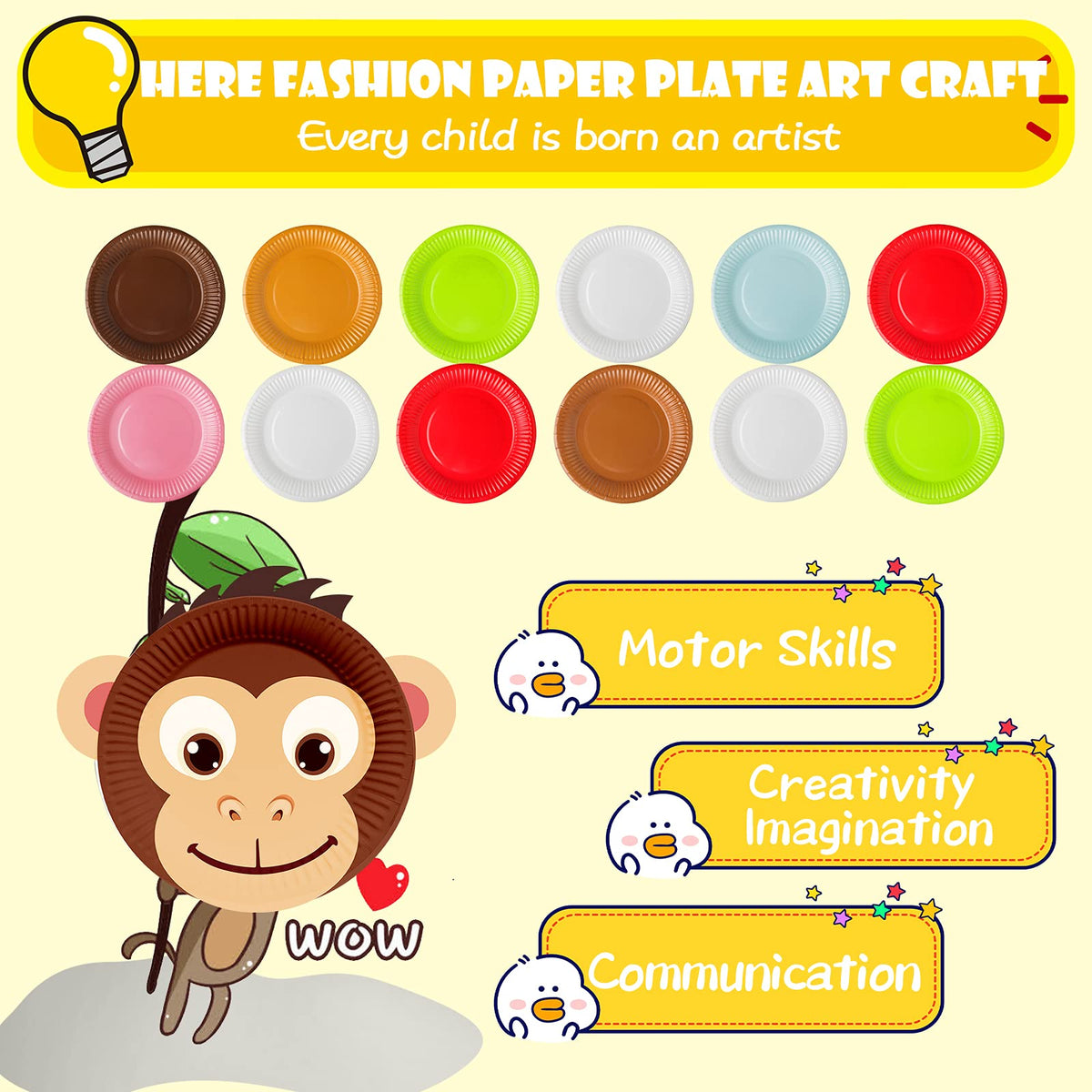 V-Opitos Arts & Crafts Kits for Kids – 12-Pack Simple Animal Paper Plate Crafts for Ages 2–5