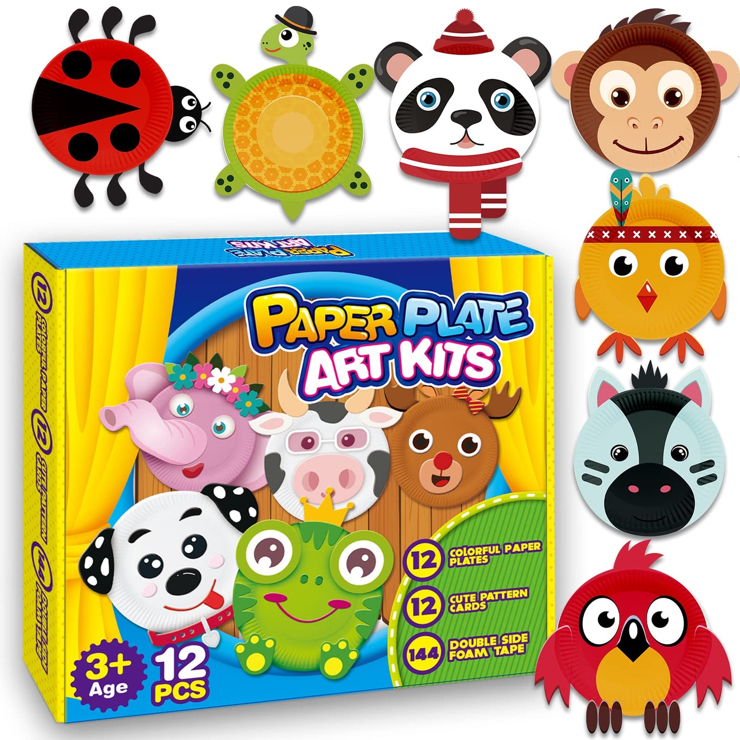 V-Opitos Arts & Crafts Kits for Kids – 12-Pack Simple Animal Paper Plate Crafts for Ages 2–5