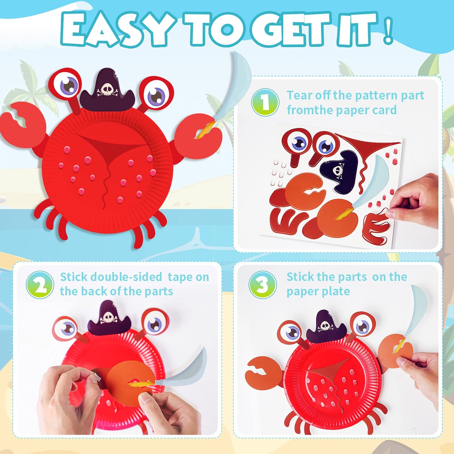 V-Opitos Arts and Crafts Kits for Kids - 12 Pack Paper Plate Animal Crafts for Ages 3-5