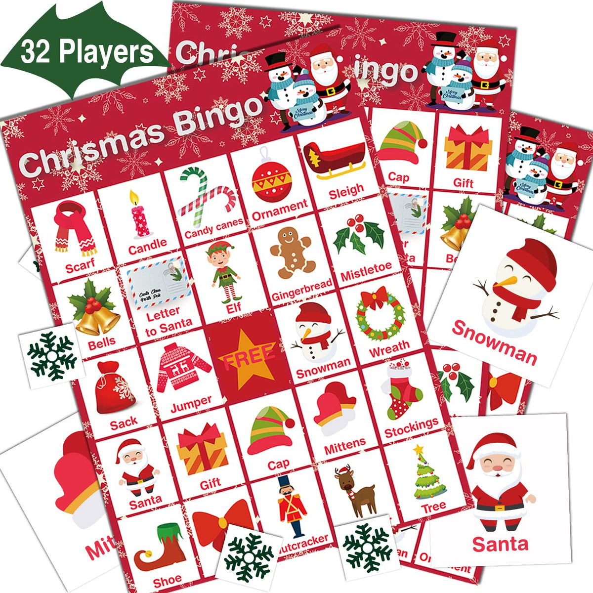 V-Opitos Christmas Bingo Game for 32 Players | Family & Party Fun