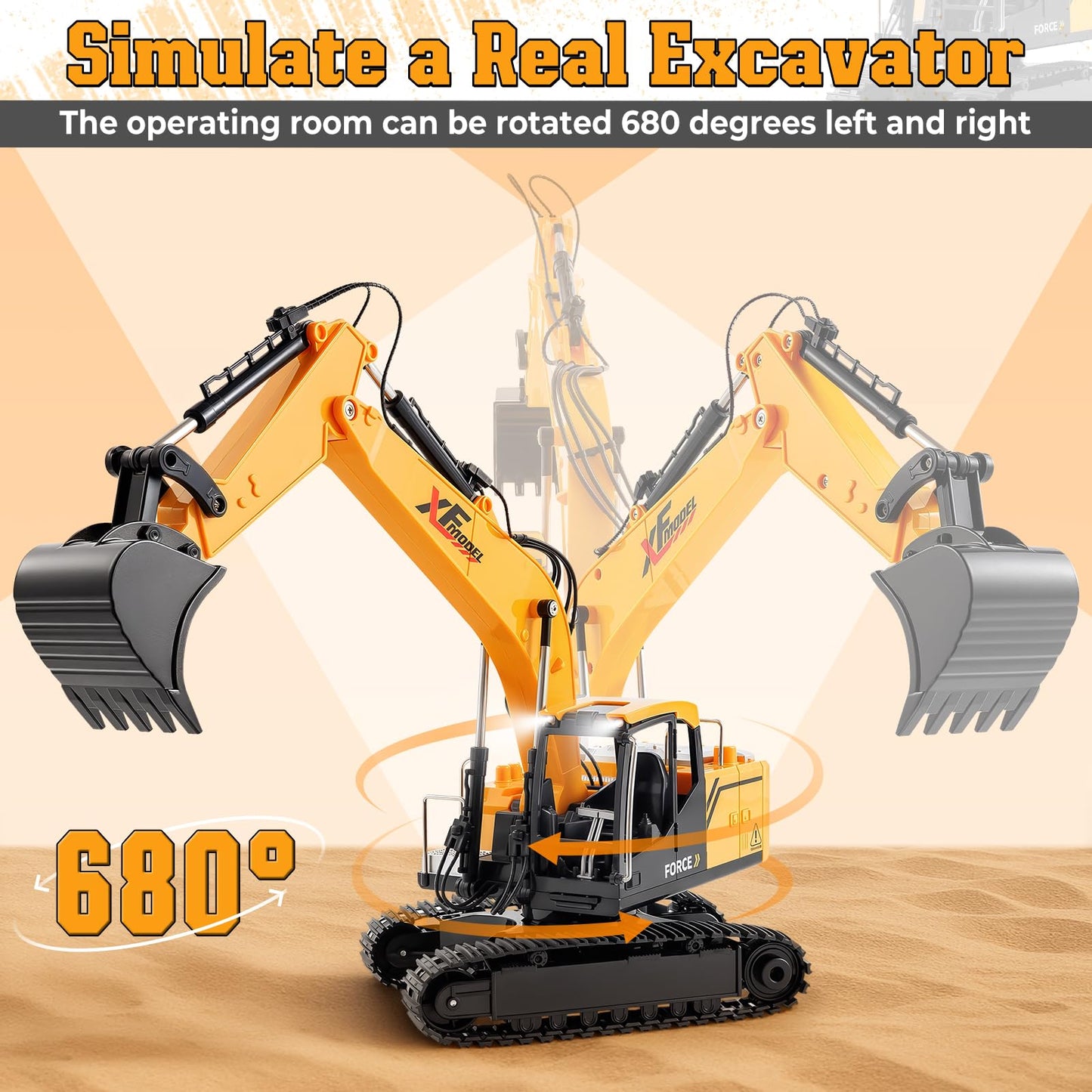V-Opitos RC Excavator Toy – 2.4GHz Remote, Lights & Sounds