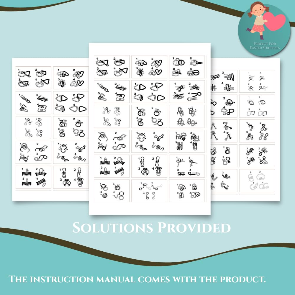 Vaanshie 24 Pack Easter Eggs with Metal Brain Teasers – Pre-filled Puzzles & Instruction Cards
