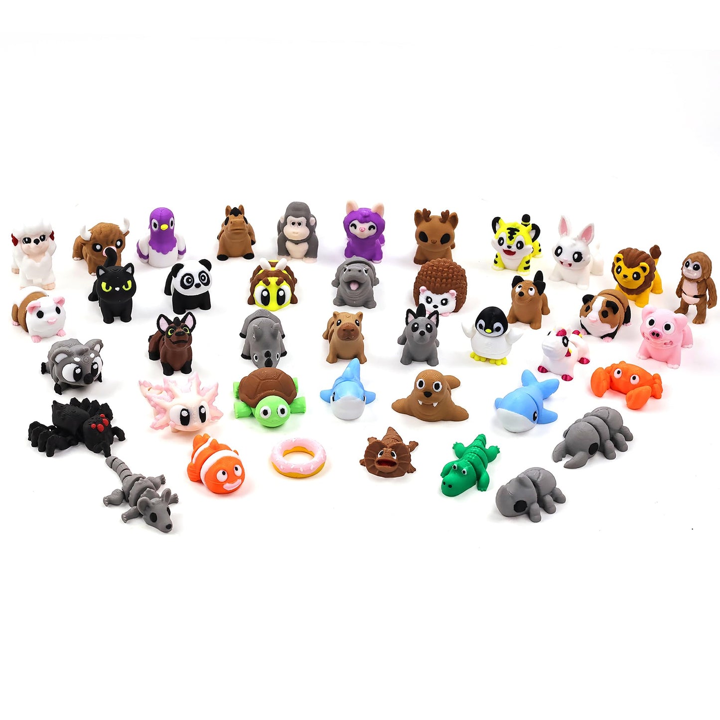 VABAO 40-Piece 3D Printed Animal Figurines – Articulated Desk Decor & Gift Set